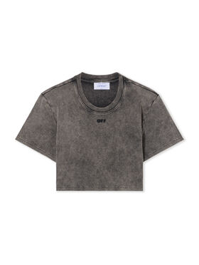 OFF WHITE Off Stamp Rib Cropped T-Shirt Anthracite OWAA081F25JER001