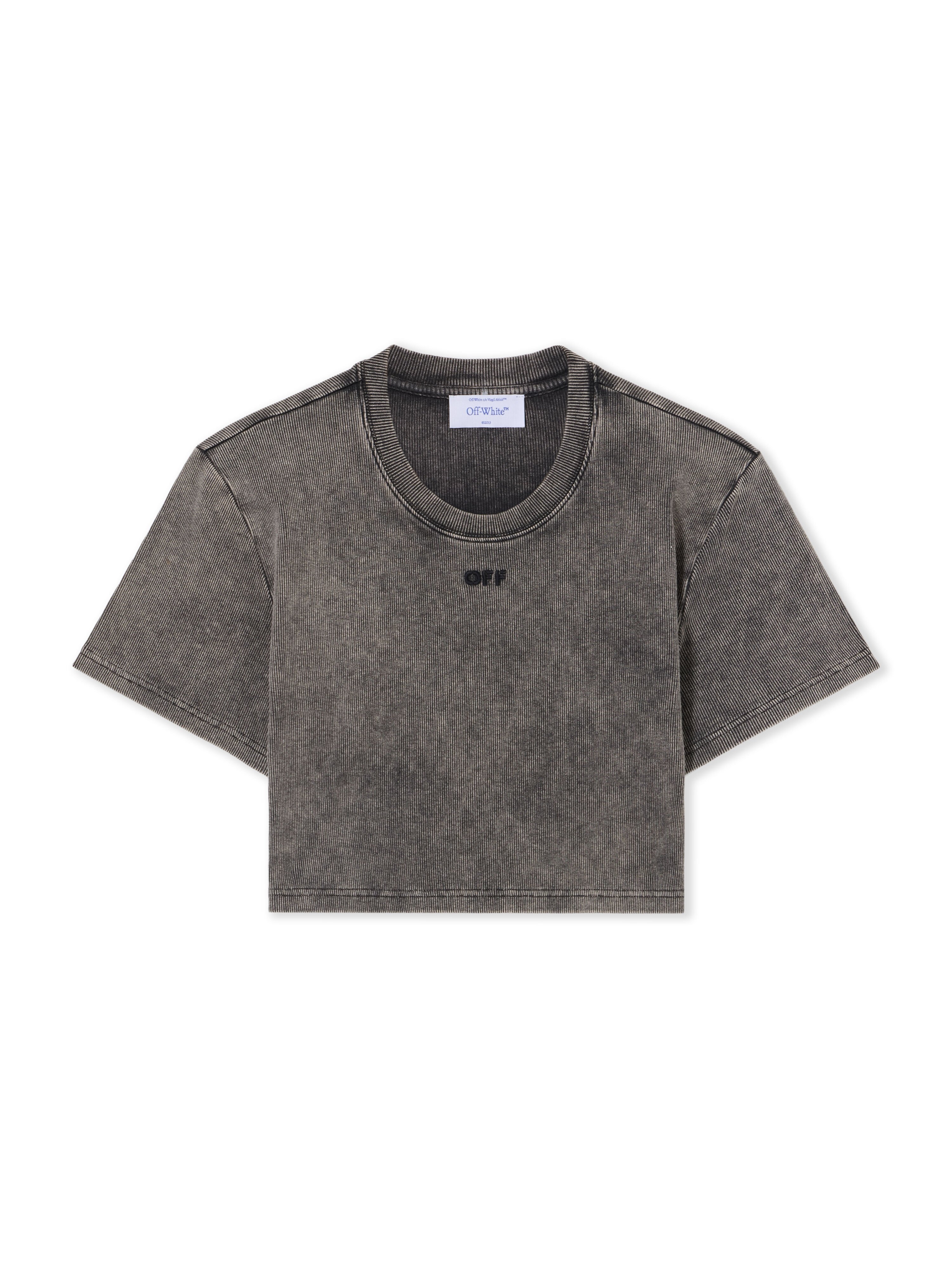 Off Stamp Rib Cropped T-Shirt OFF WHITE Off Stamp Rib Cropped T-Shirt Anthracite OWAA081F25JER001