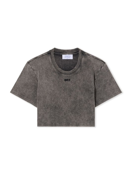 Off Stamp Rib Cropped T-Shirt OFF WHITE Off Stamp Rib Cropped T-Shirt Anthracite OWAA081F25JER001