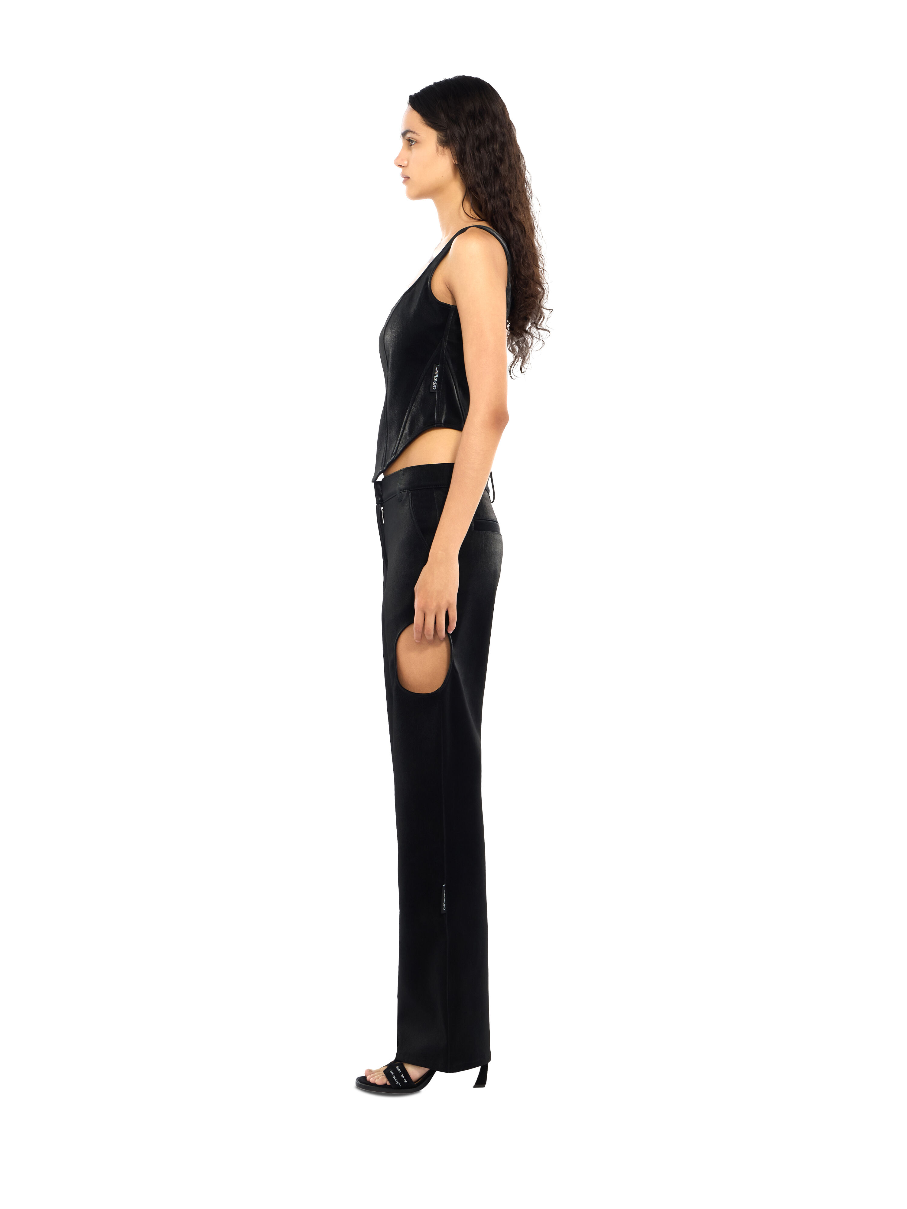 Velvet-Coated Corset Top OFF WHITE Velvet-Coated Corset Top Black-Black 2FA00396T