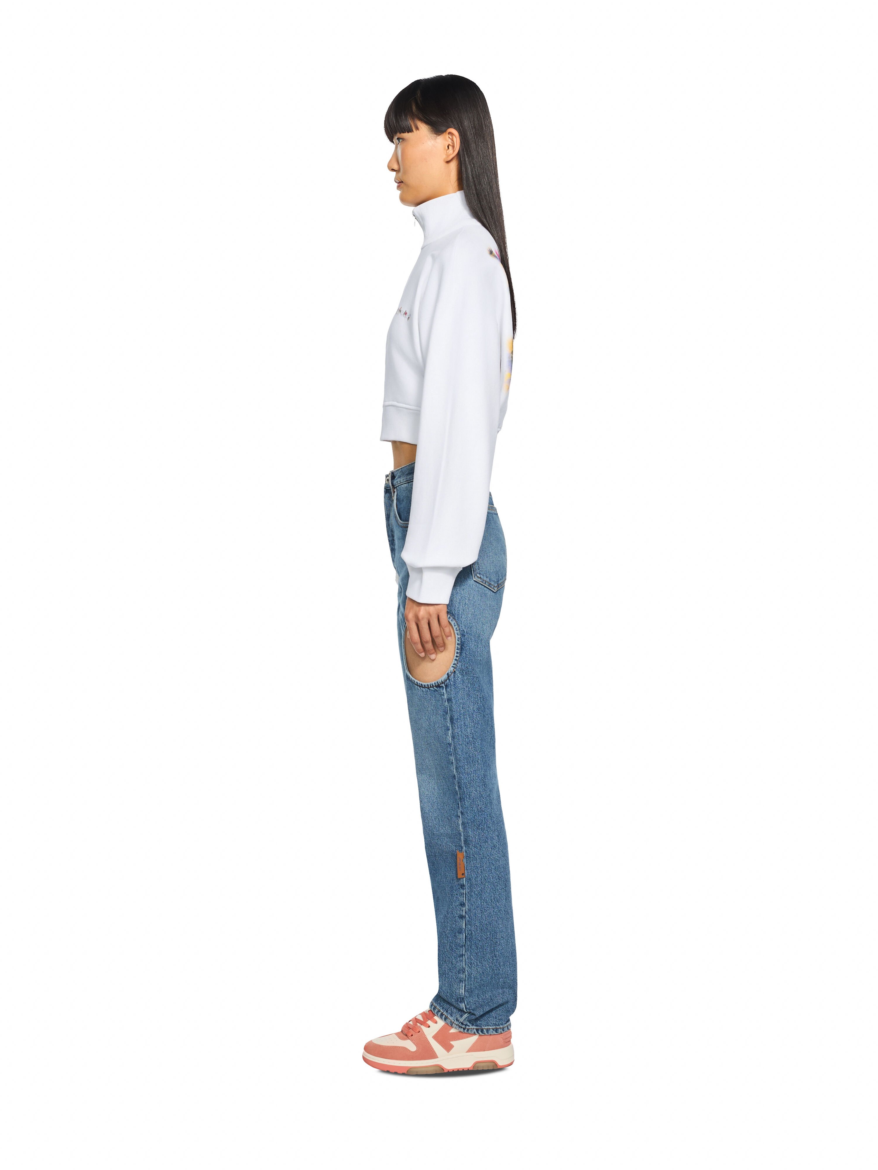 Arrow Chinè Flower Crop Zip Up OFF WHITE Arrow Chinè Flower Crop Zip Up White Hawthorn Rose 2FE00508T