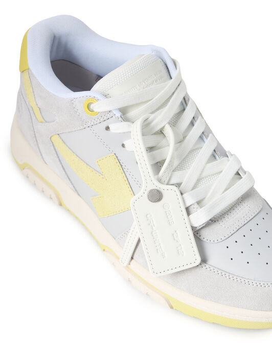 OFF WHITE Out Of Office Suede Sneakers MEDIUM GREY - YELLOW OMIA189F25LEA005