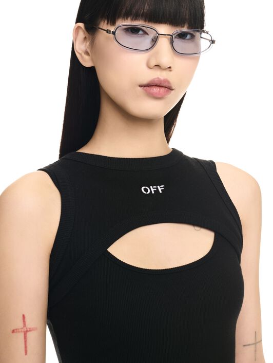 OFF WHITE Black Off Stamp Ribbed Row Top BLACK OWAD237C99JER001