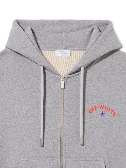 OFF WHITE Star Arrow Zip Skate Hoodie GREY MELANGE - BLACK OMBE015S25FLE002
