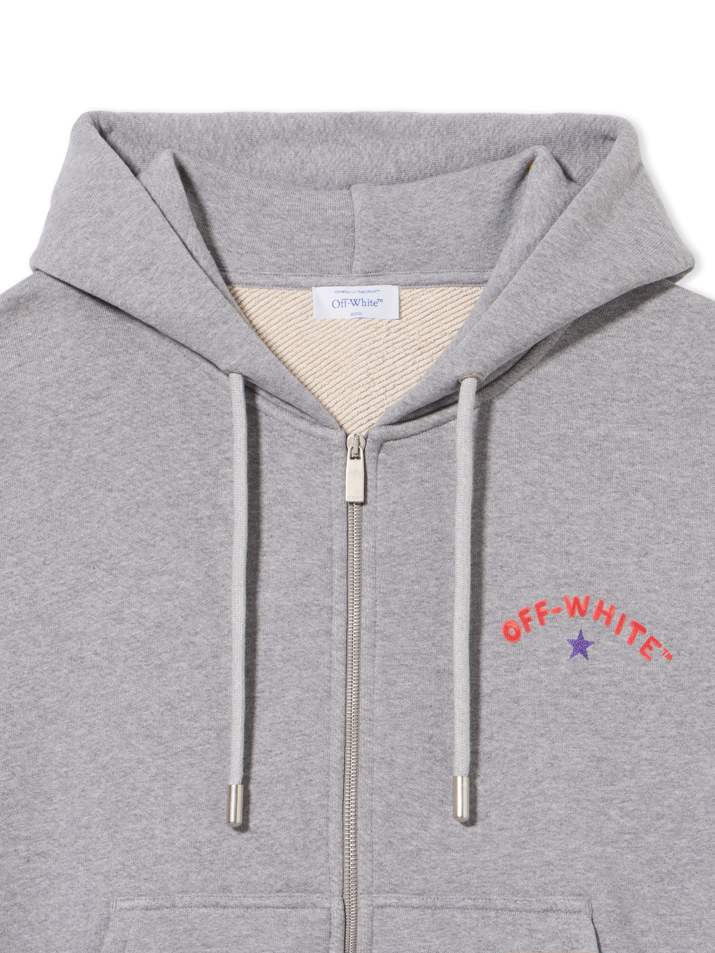 OFF WHITE Star Arrow Zip Skate Hoodie GREY MELANGE - BLACK OMBE015S25FLE002