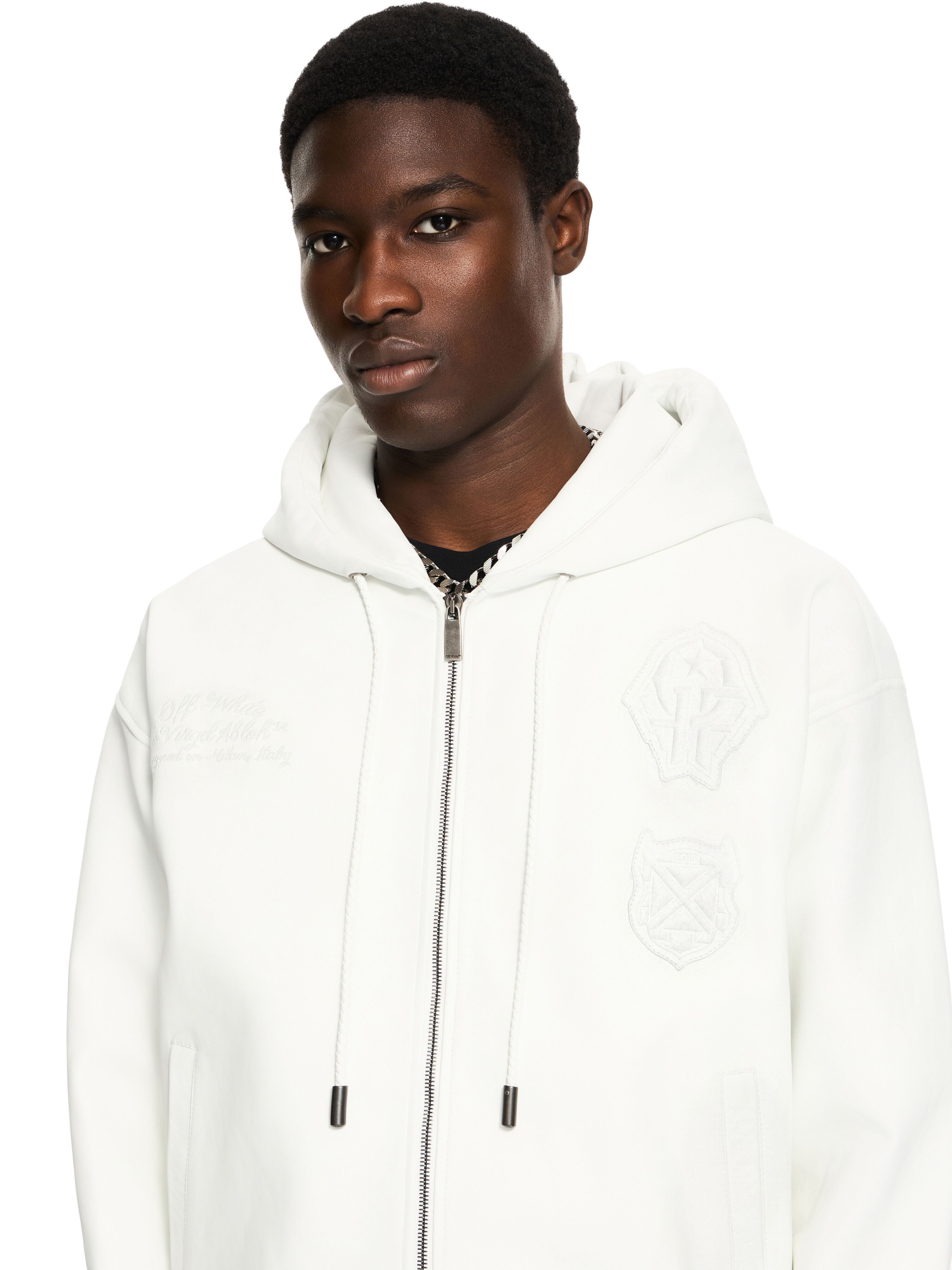 Royal Team Embroidery Zip Hoodie OFF WHITE Royal Team Embroidery Zip Hoodie WHITE 44XJA13RS26L003
