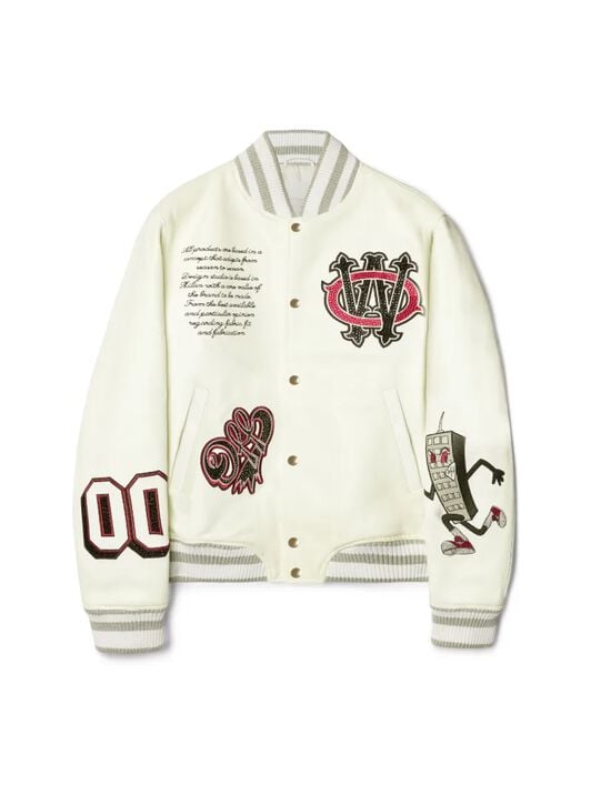 weiße leder kristall collegejacke OFF WHITE weiße leder kristall collegejacke WHITE OMJA123Z25LEA002