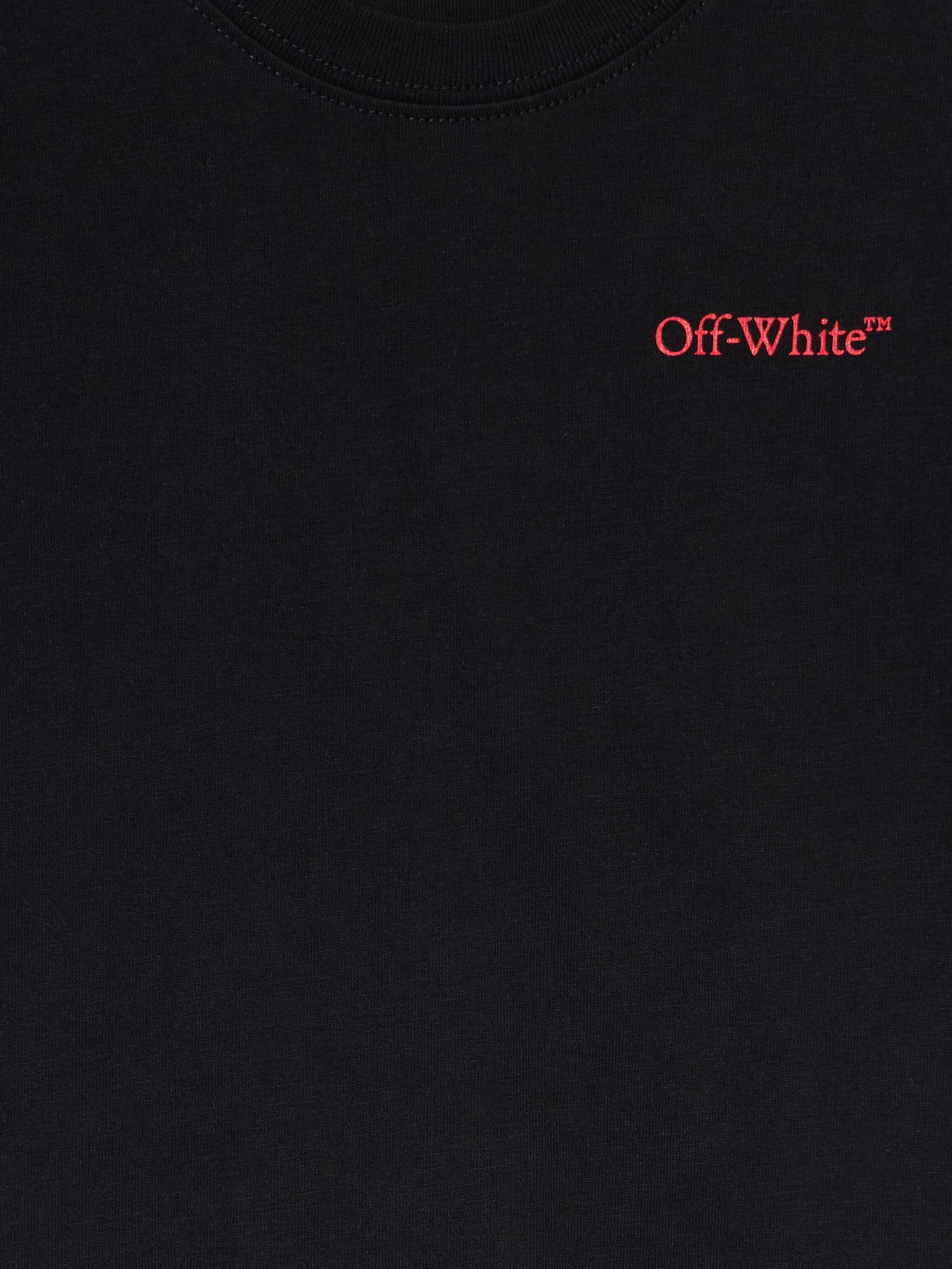 OFF WHITE Arrow Outline Flock Logo T-Shirt BLACK - RED OBAA002F25JER00D