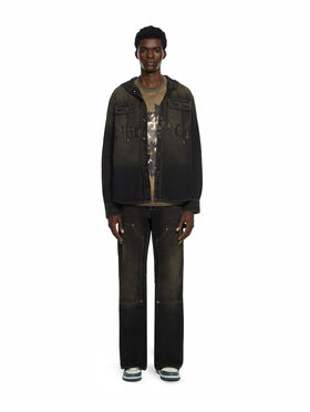 OFF WHITE Bookish Hooded Denim Shirt DIRTY BLACK 44MYD05XF26D002