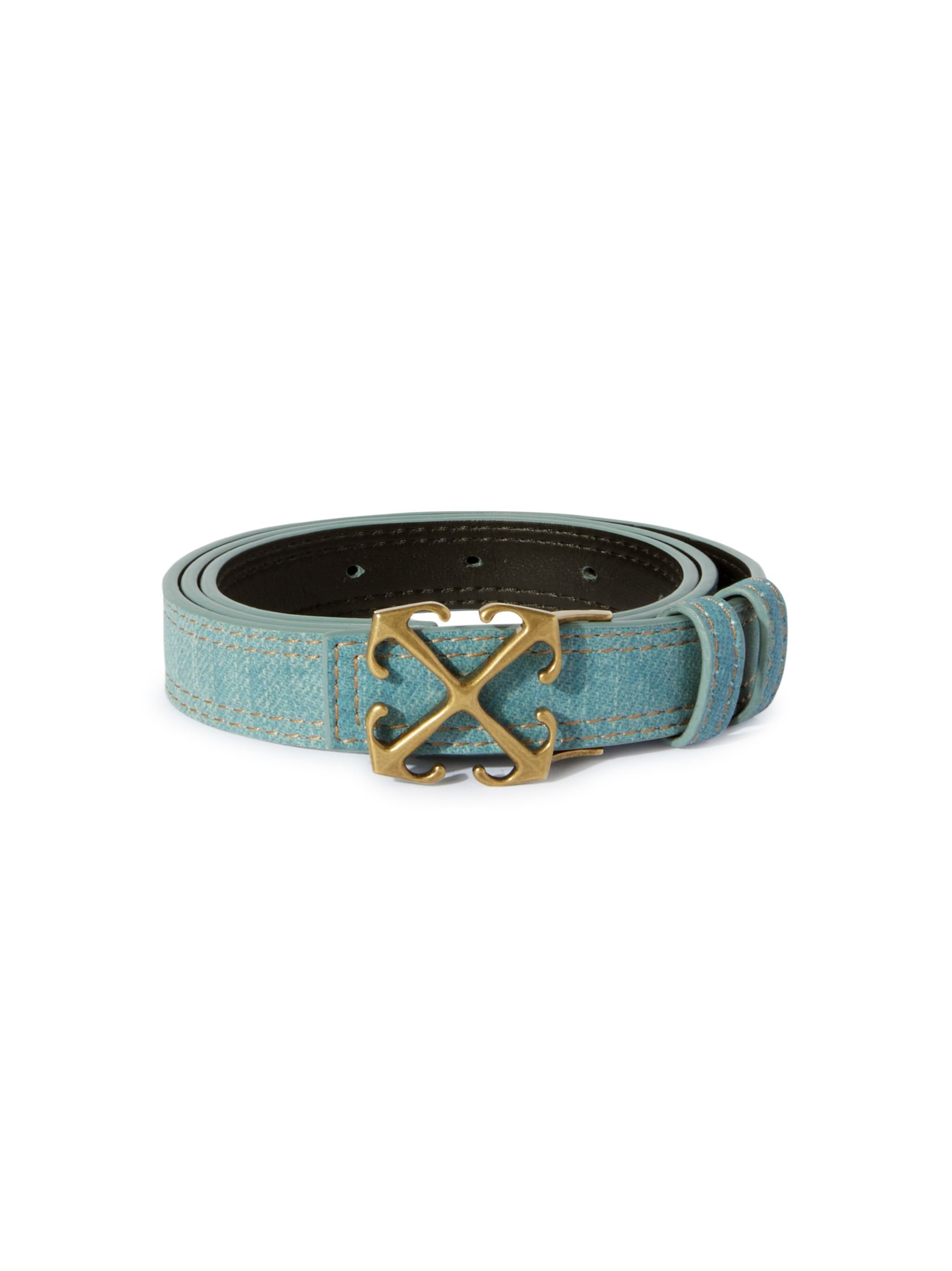 OFF WHITE Arrow Belt 25 Denim Leather Light Blue - BLUE OWRB133S25LEA001