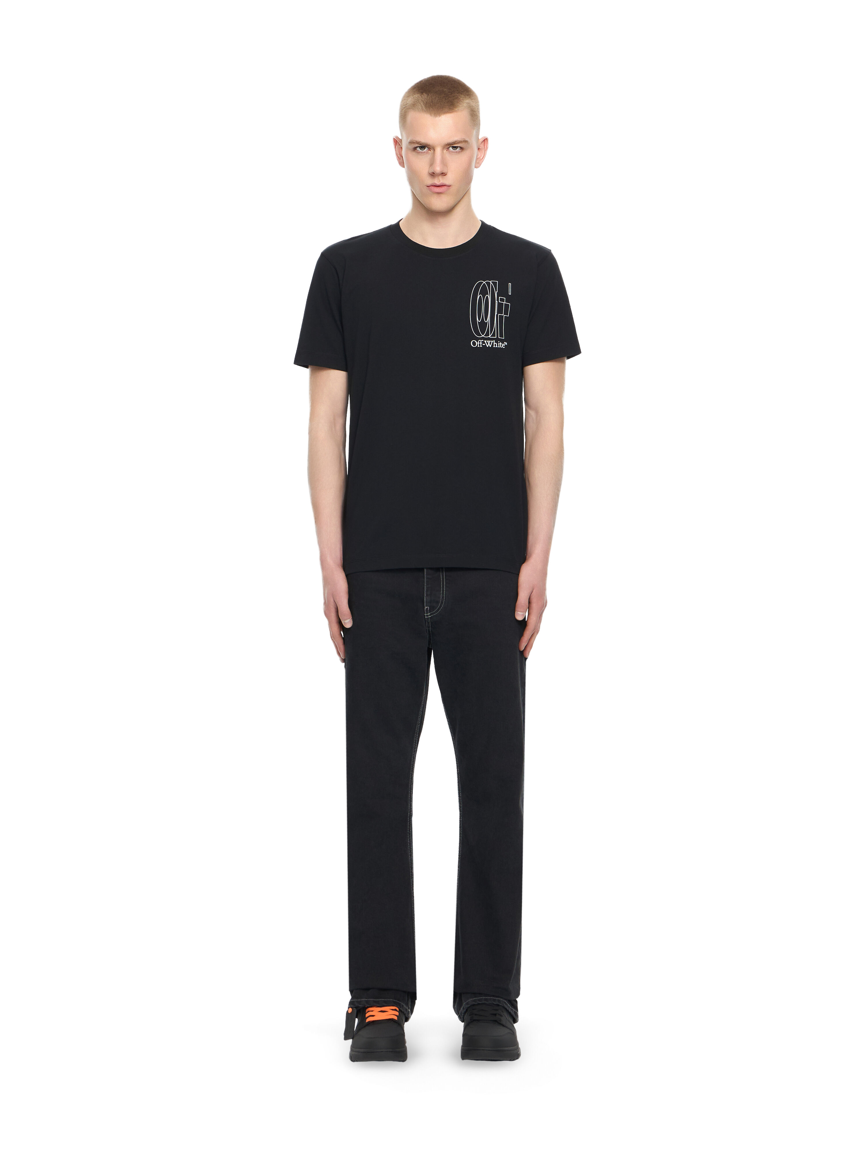OFF WHITE Outl Dbl Arr S/S Slim Tee BLACK 44MAA027S26J003