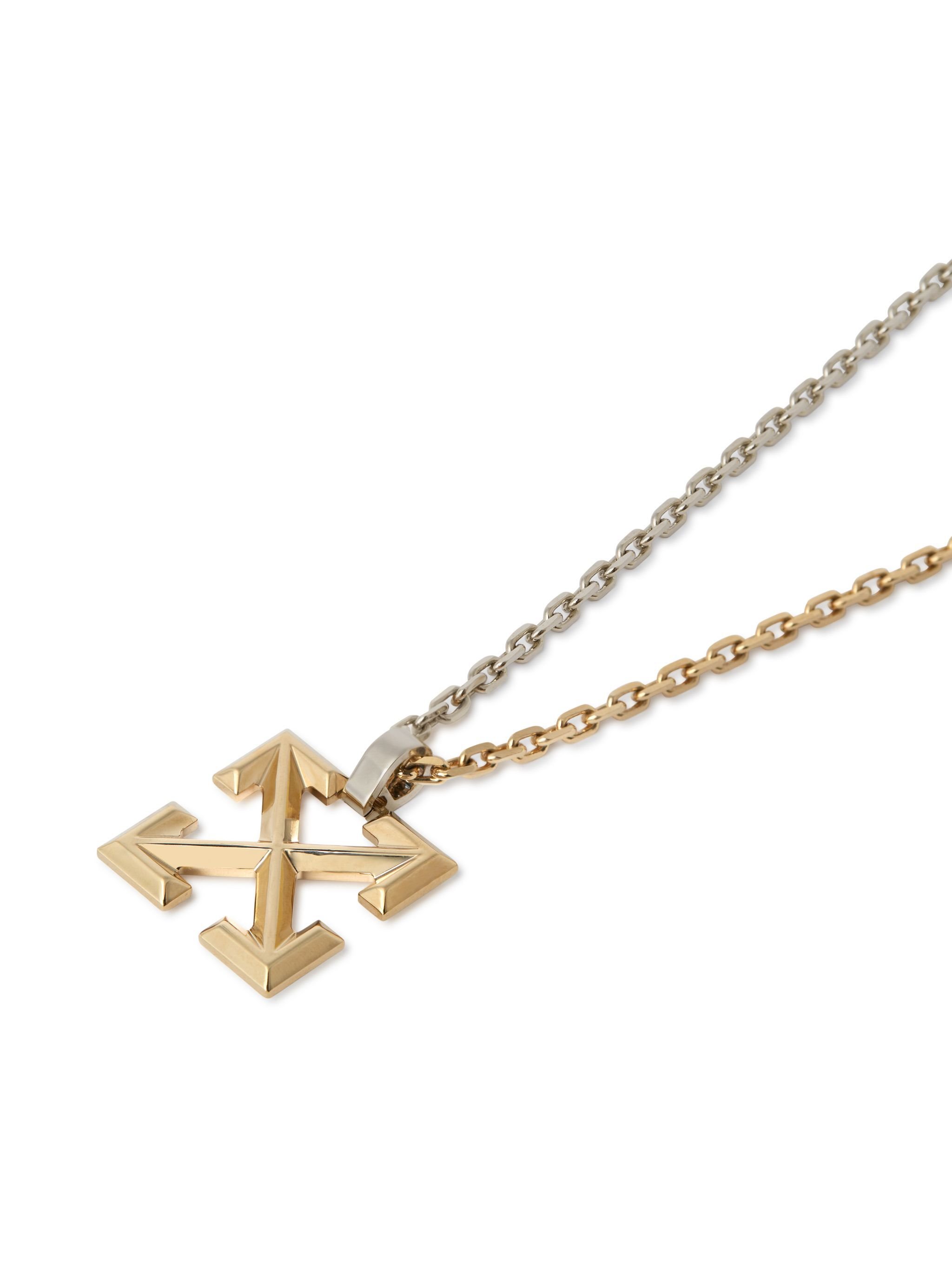 OFF WHITE Bicolor Arrow Pendant Necklace GOLD OMOB15LS25MET001