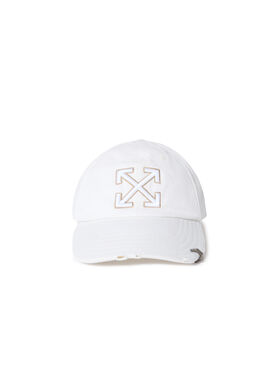 OFF WHITE Distressed Denim Baseball Cap White - Beige WHITE OWRB133C99LEA001
