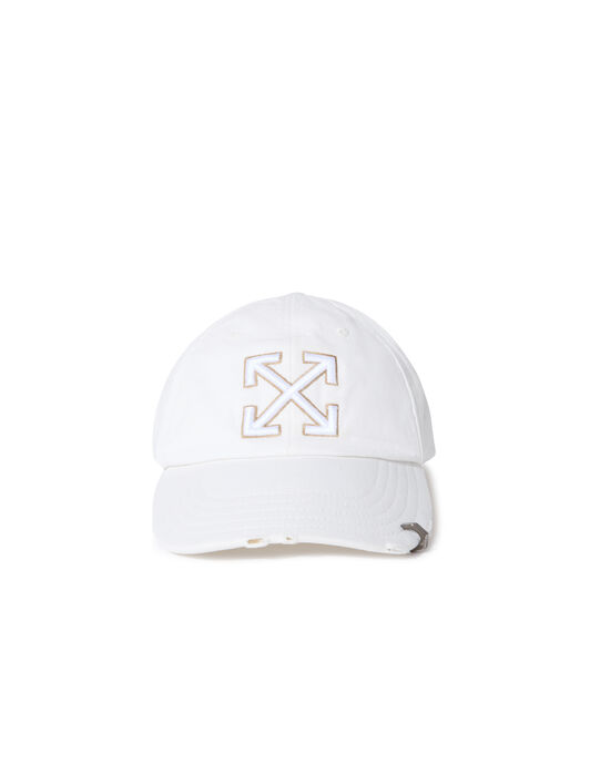 OFF WHITE Distressed Denim Baseball Cap White - Beige WHITE OWLA017S25DEN001