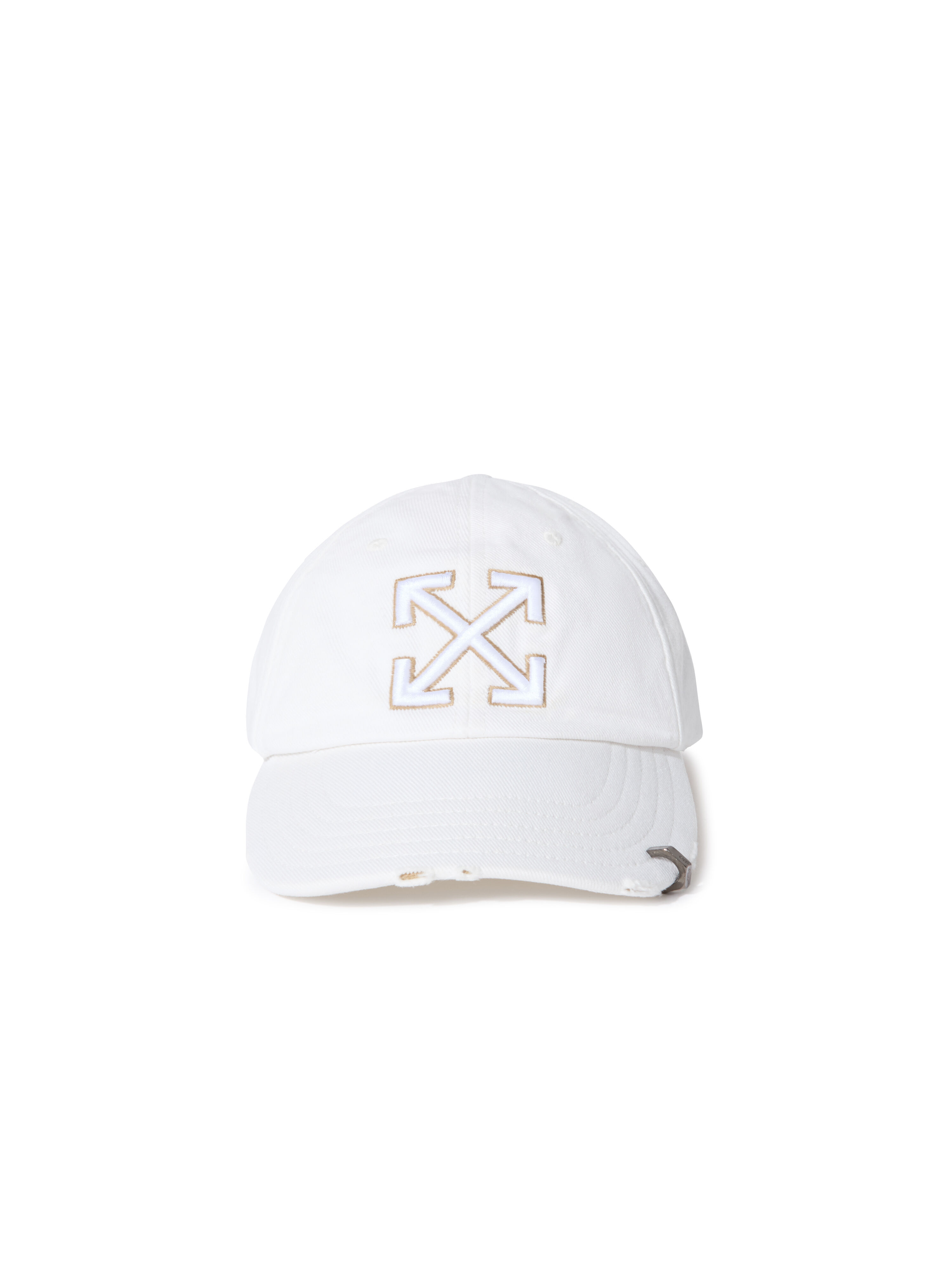 OFF WHITE Distressed Denim Baseball Cap White - Beige WHITE OWLA017S25DEN001