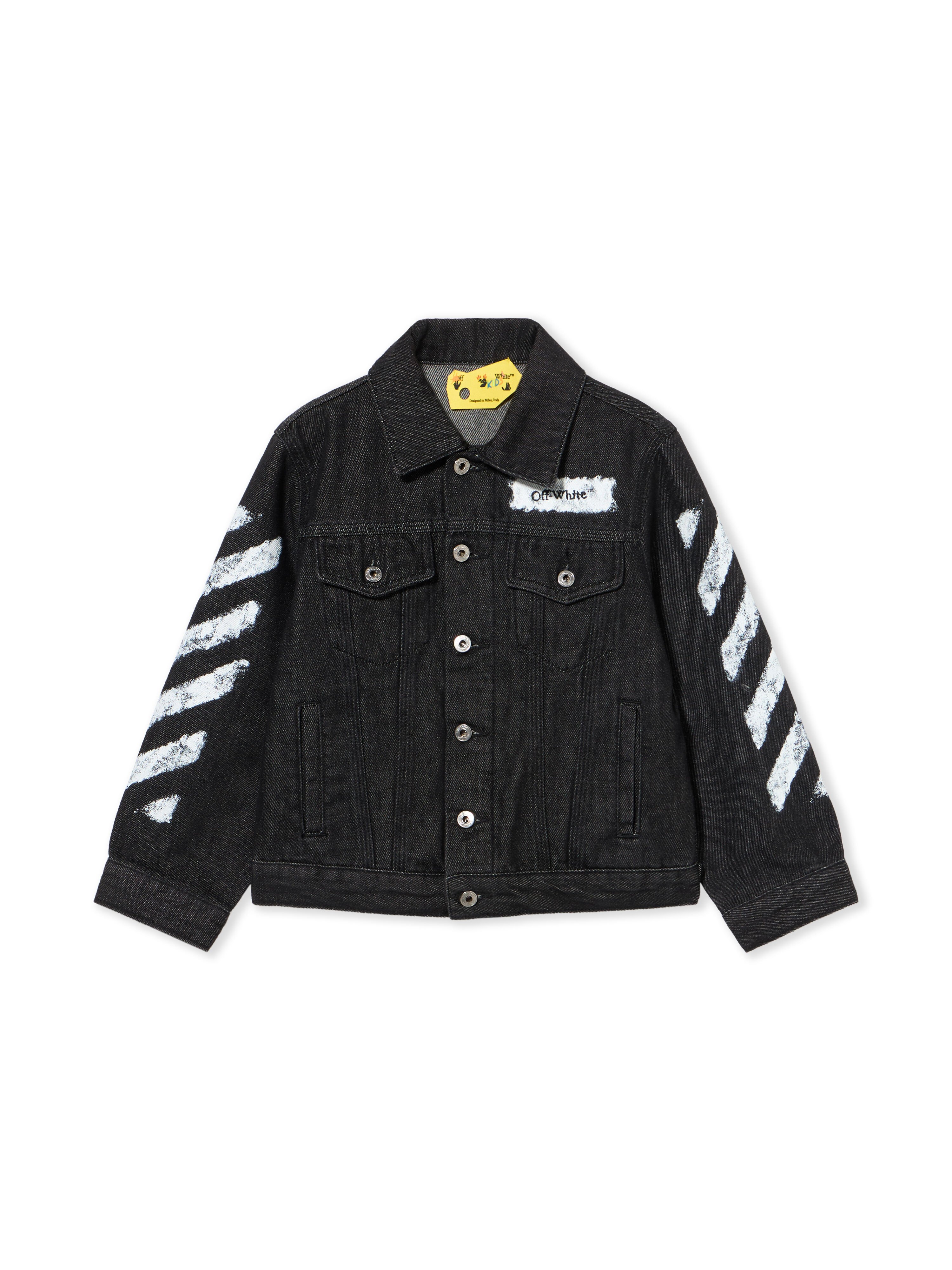 OFF WHITE Diagonal Sponge Denim Jacket BLACK - WHITE OBYE001F25DEN001