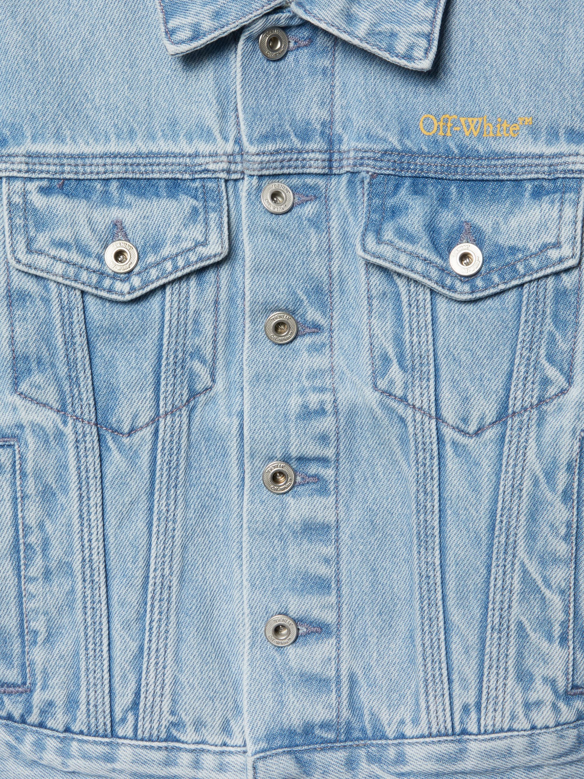 OFF WHITE Diagonal Bookish Denim Jacket BLUE OBYE001S25DEN001