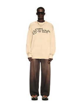 OFF WHITE Big Bookish Chunky Knit Crewn Creme Brul BROWN OMHE20AS25KNI002