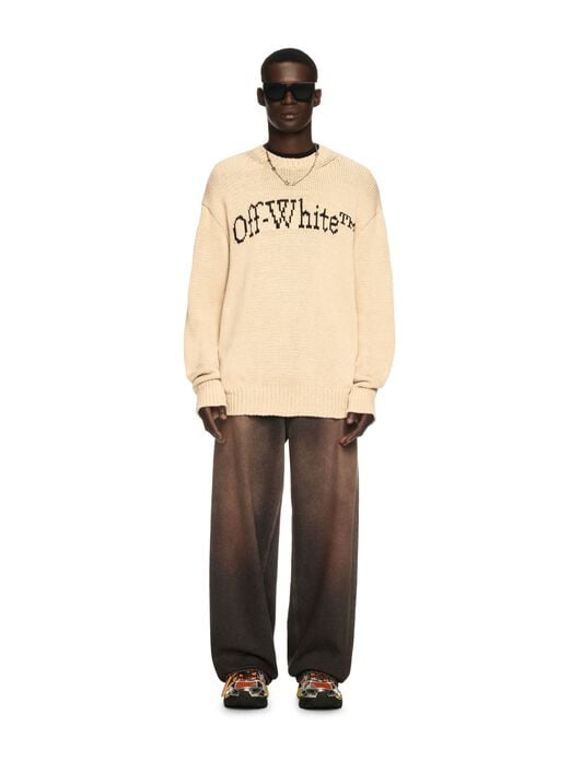 OFF WHITE Big Bookish Chunky Knit Crewn Creme Brul NEUTRALS OMHE167S25KNI001