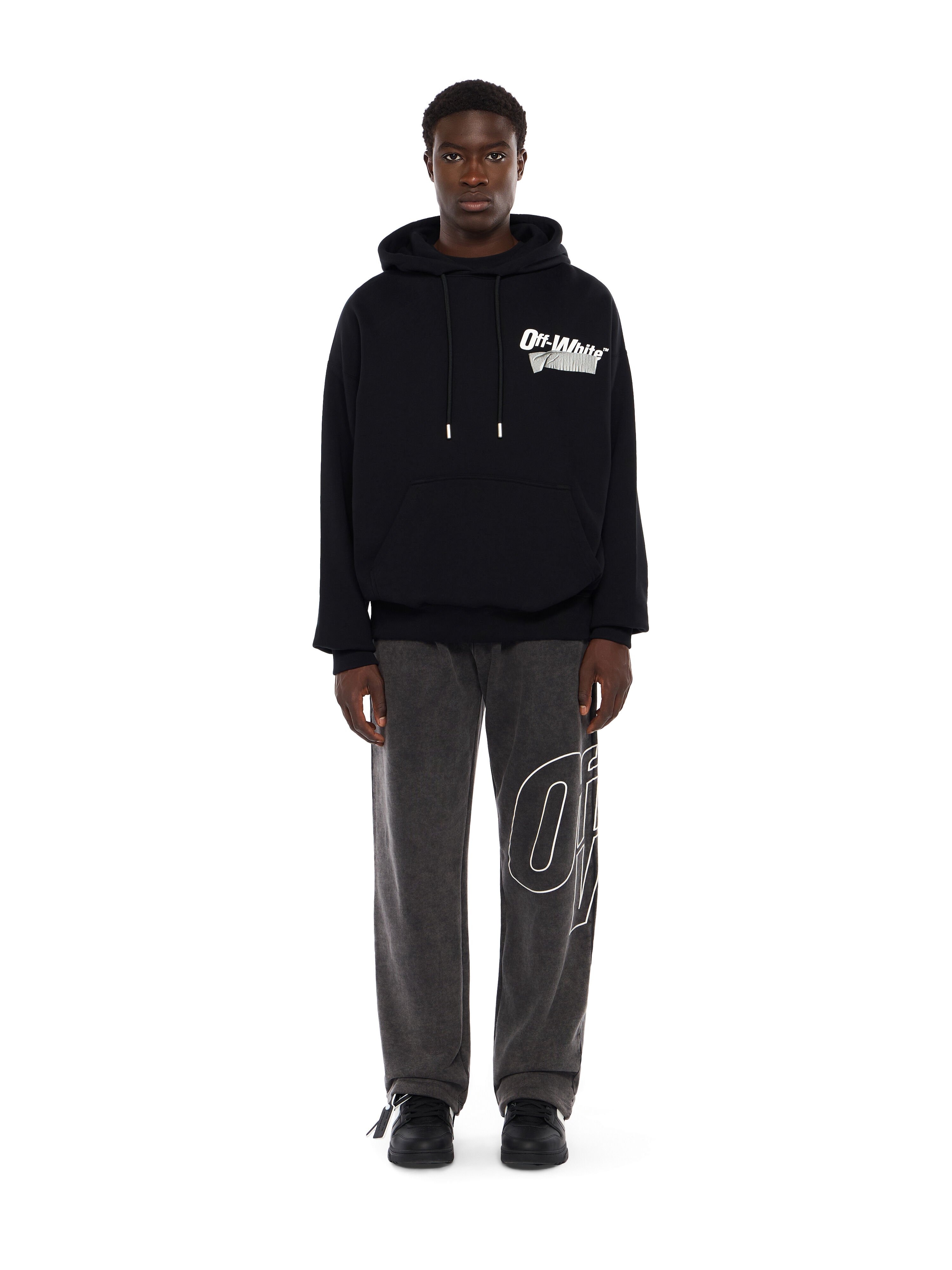 OFF WHITE Cupid Tape Skate Hoodie BLACK - WHITE OMBB085F25FLE00Y