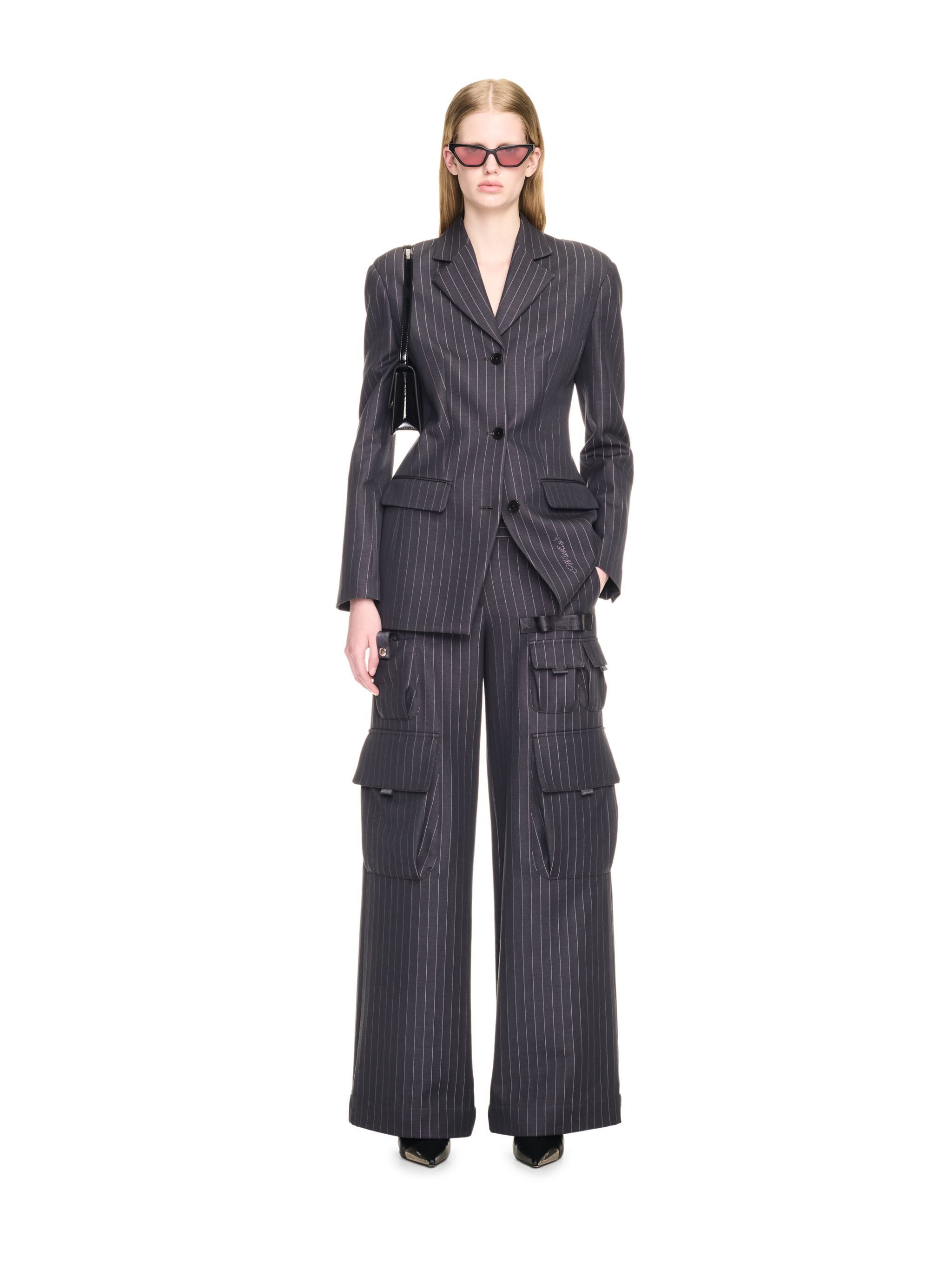 OFF WHITE PINSTRIPE TOYBOX CARGO PANT  OWCF017F24FAB002