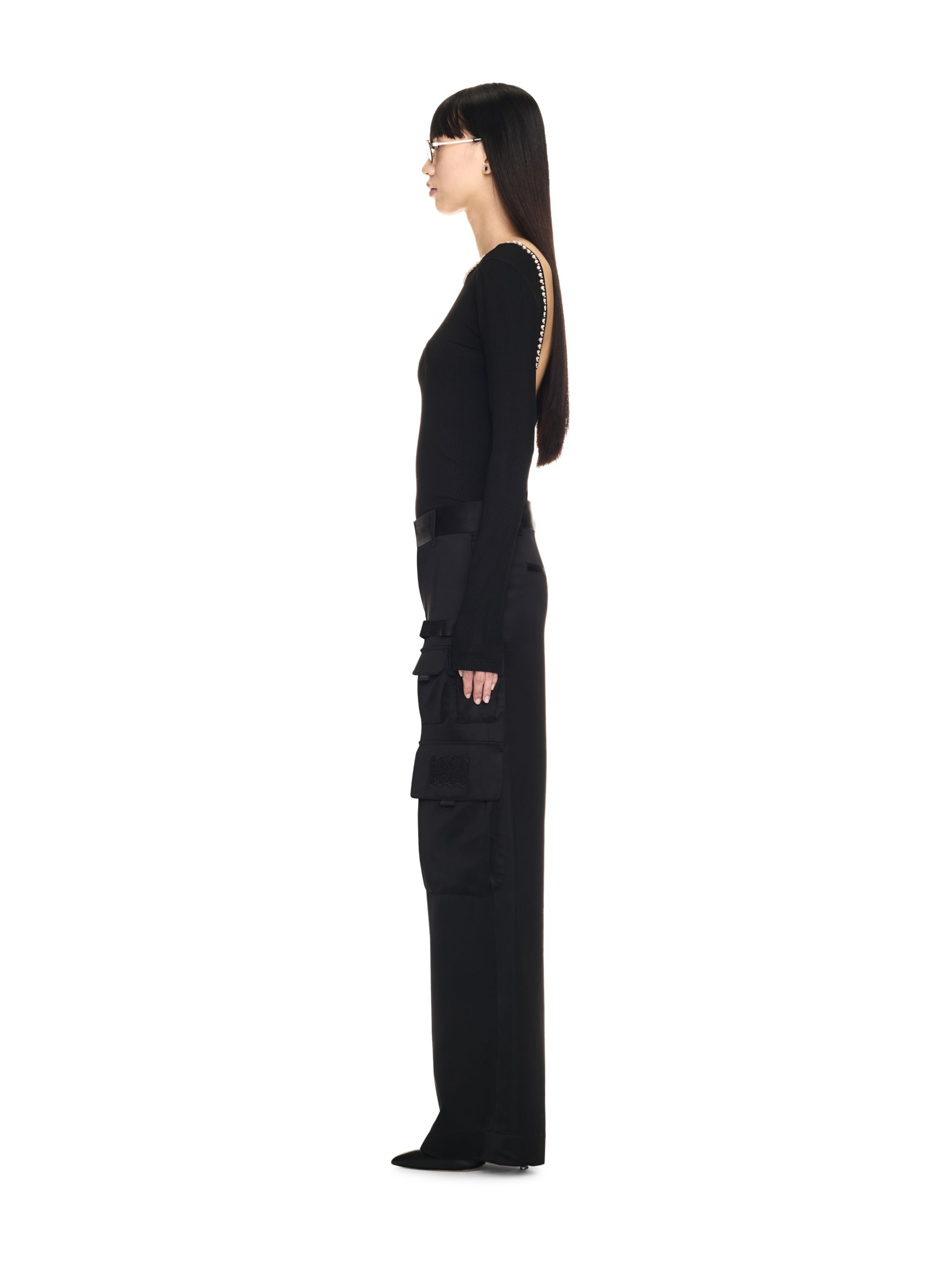 OFF WHITE Light Rib Emb 20S L/S Top BLACK OWAD259F24JER001