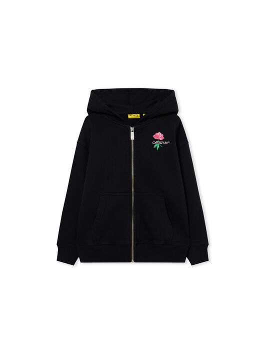 OFF WHITE Arrow Flower Zip-Up Hoodie BLACK 44GBE001F26F001