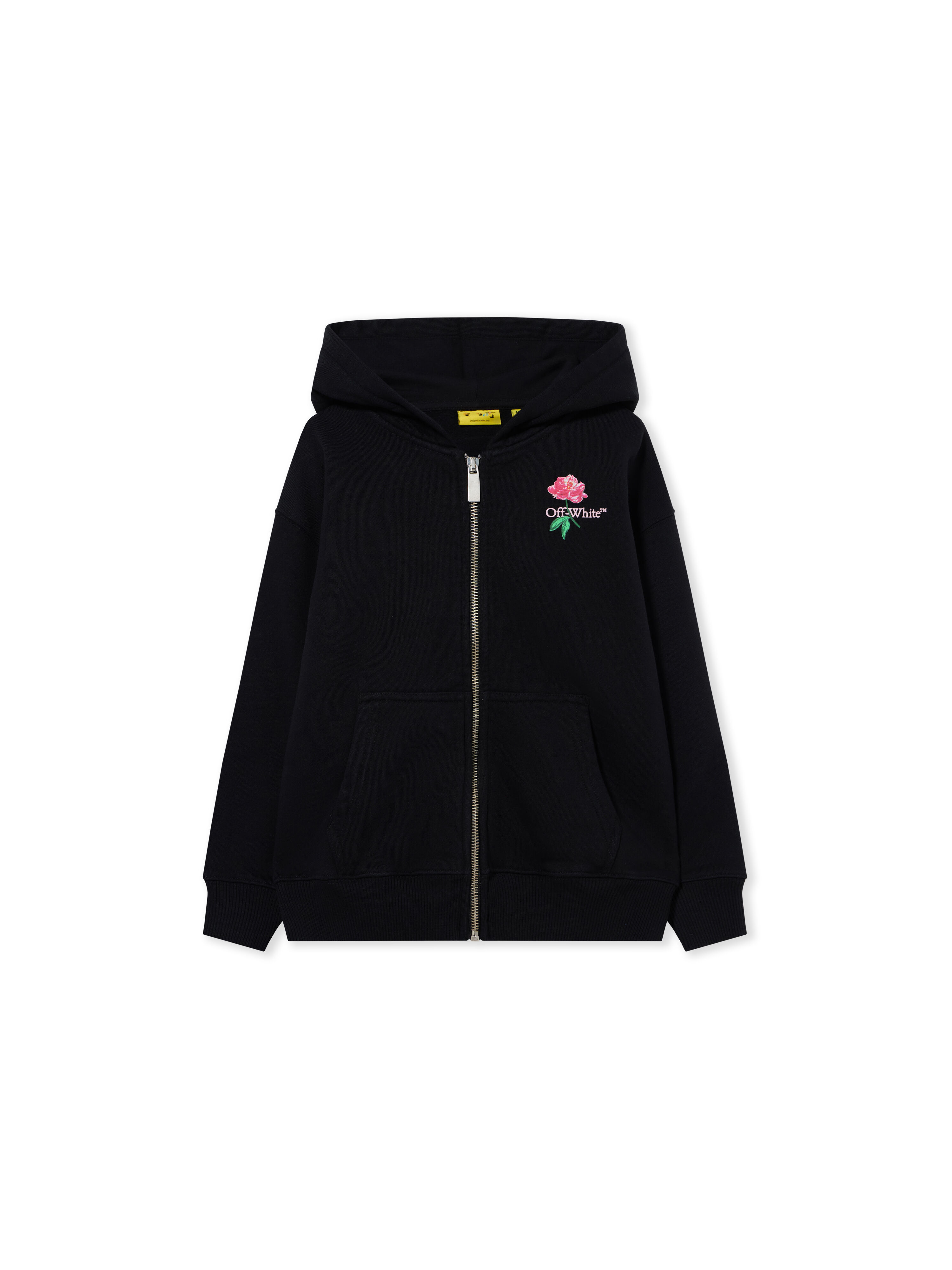 OFF WHITE Arrow Flower Zip-Up Hoodie BLACK 44GBE001F26F001