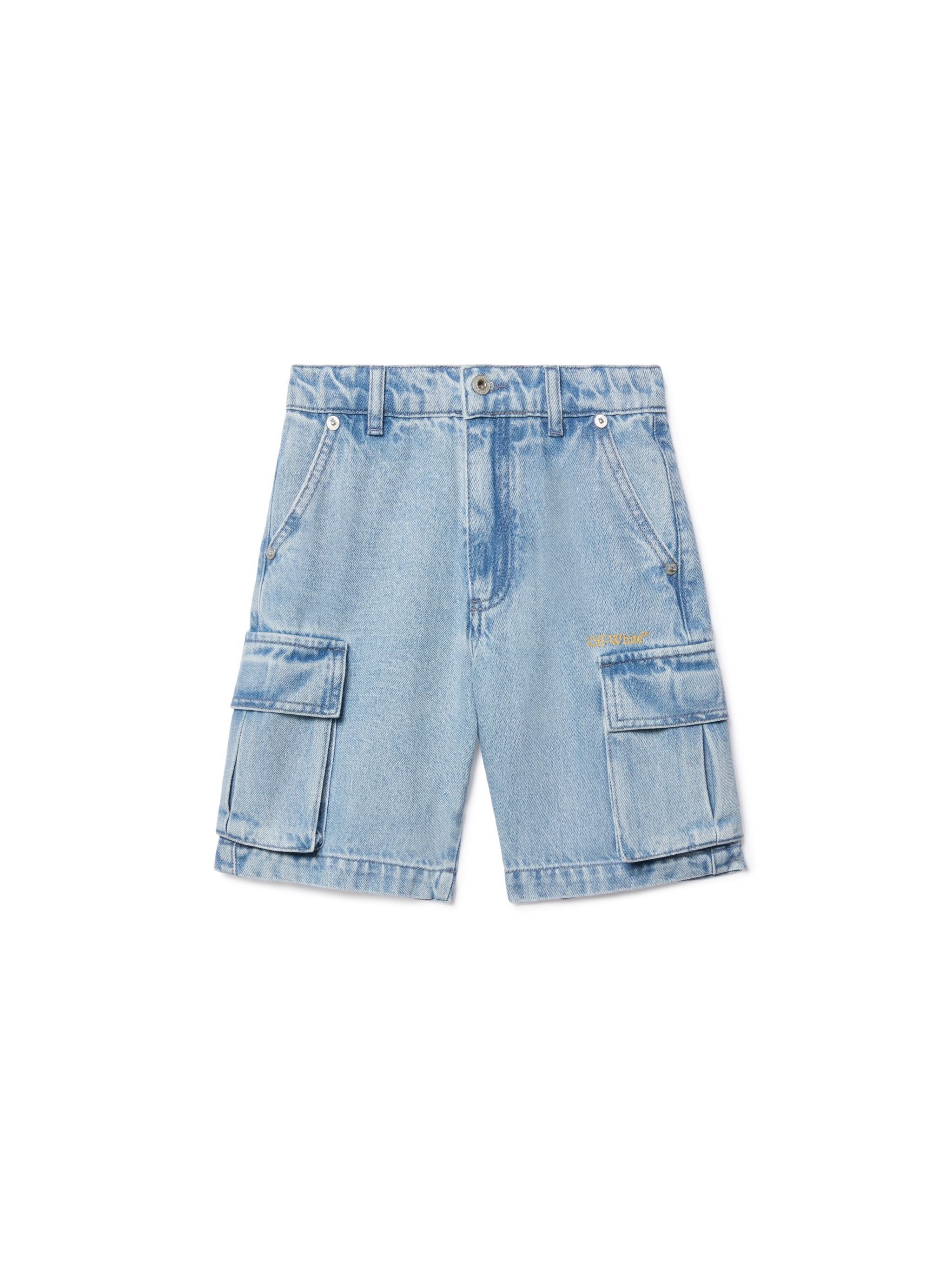 OFF WHITE Diagonal Bookish Cargo Shorts BLUE OBYC002S25DEN002