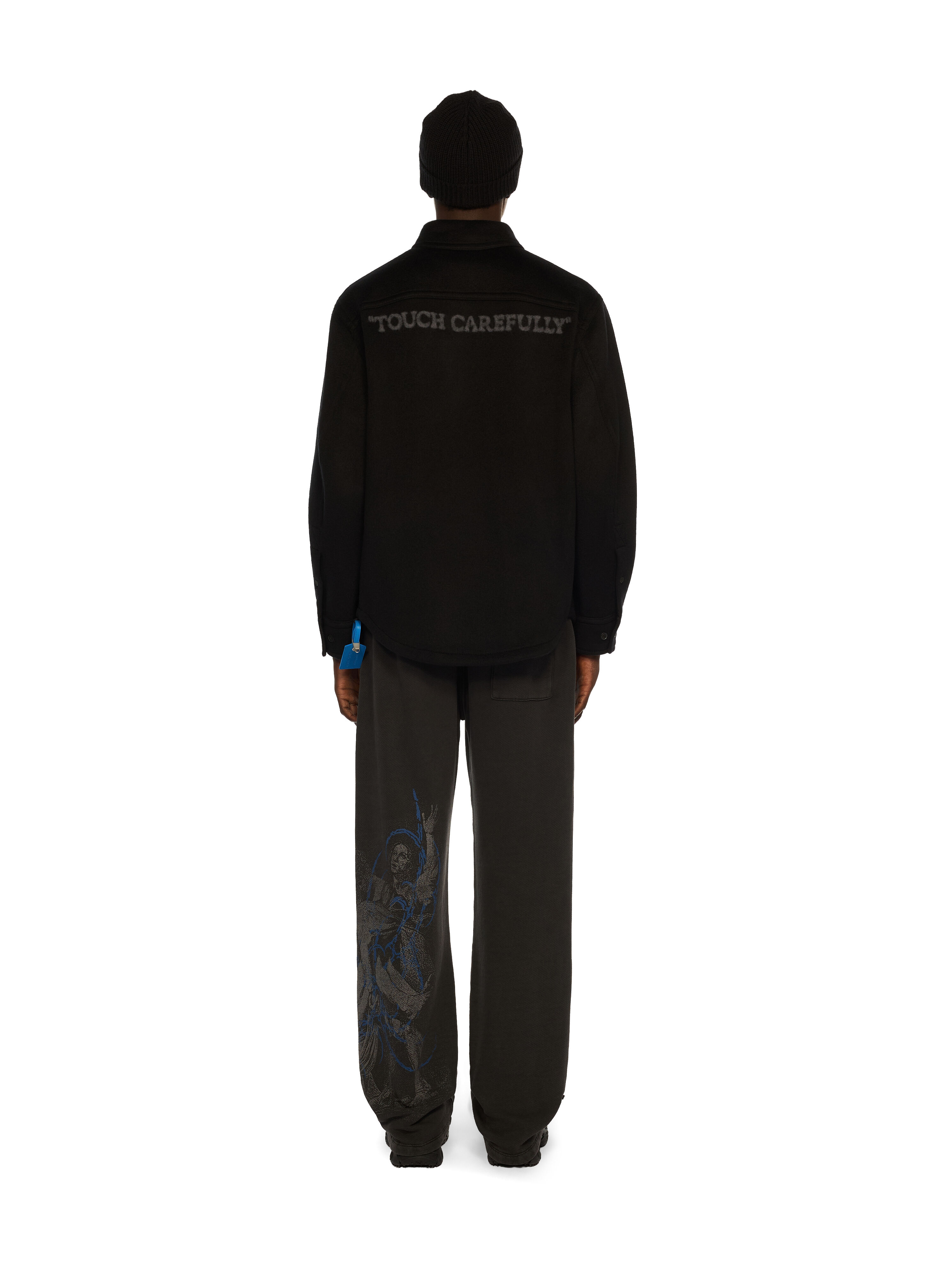 OFF WHITE Quote Military Overshirt BLACK - BLACK OMES01CF25FAB001
