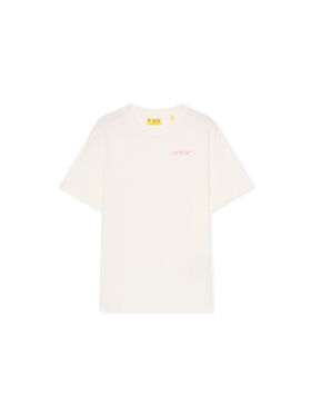 OFF WHITE Arrow Outline Flock T-Shirt WHITE - FUCHSIA OGAA001F25JER00D