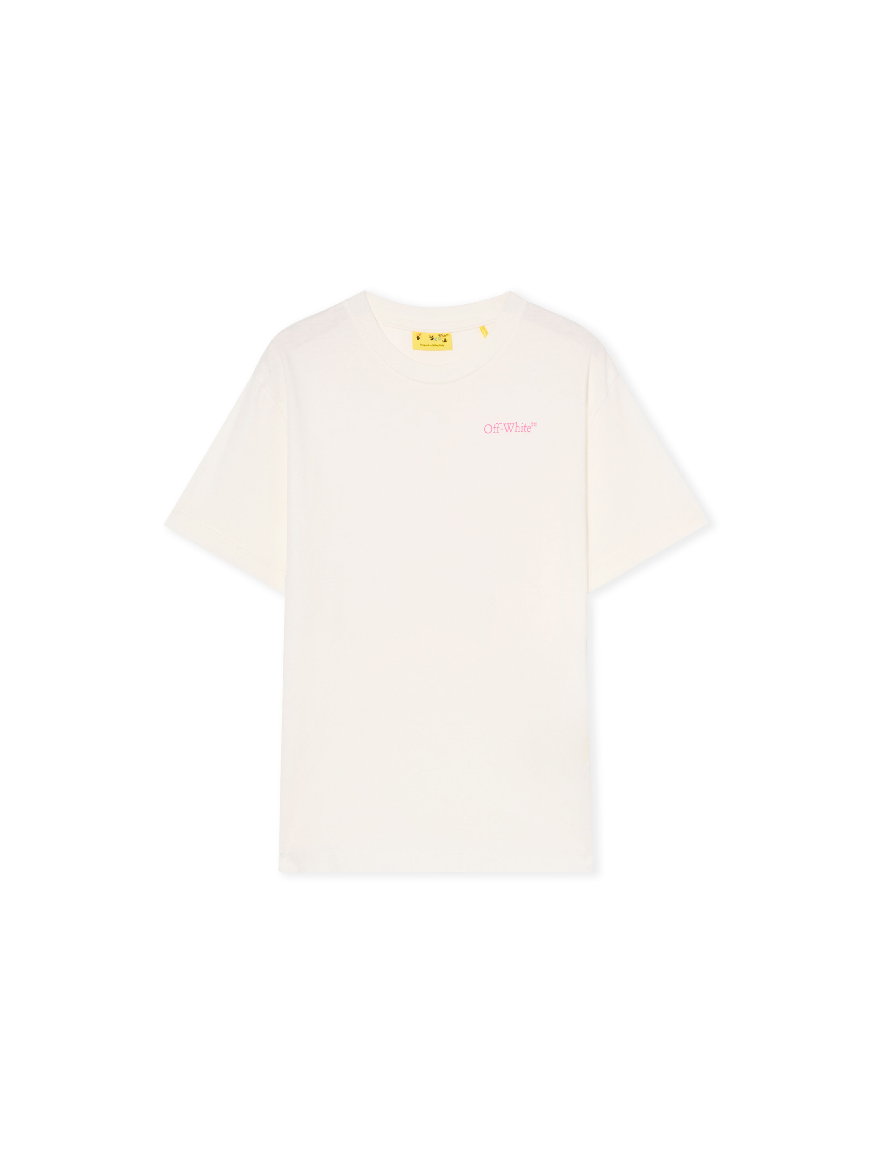 OFF WHITE Arrow Outline Flock T-Shirt WHITE - FUCHSIA OGAA001F25JER00D