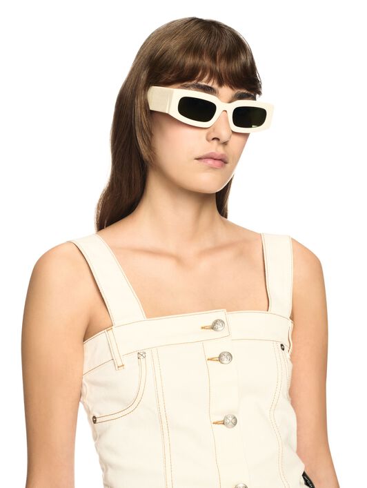 OFF WHITE Weißes Denim Korsett-Top NEUTRAL OWYP009S25DEN002