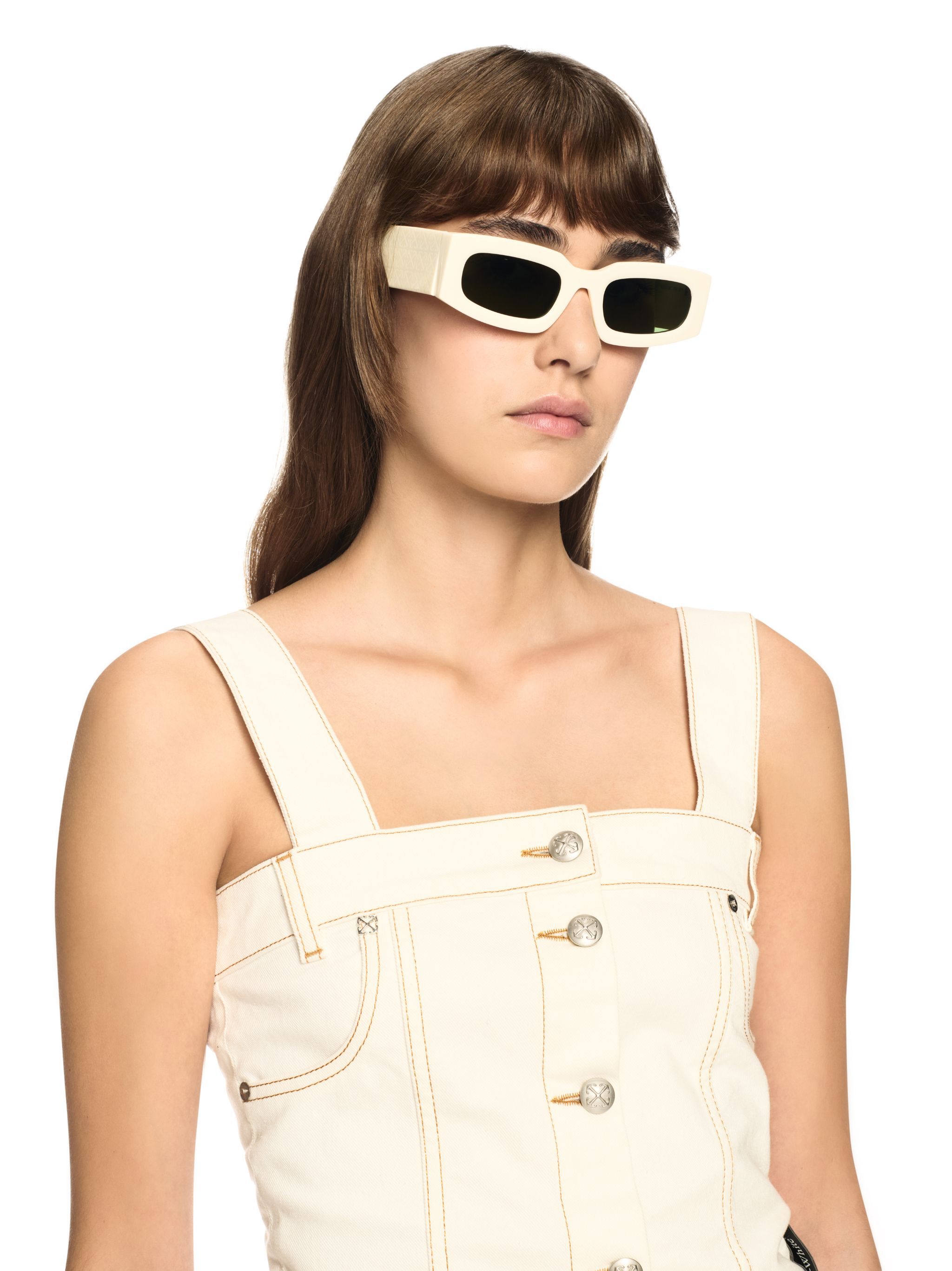 OFF WHITE Weißes Denim Korsett-Top NEUTRAL OWYP009S25DEN002
