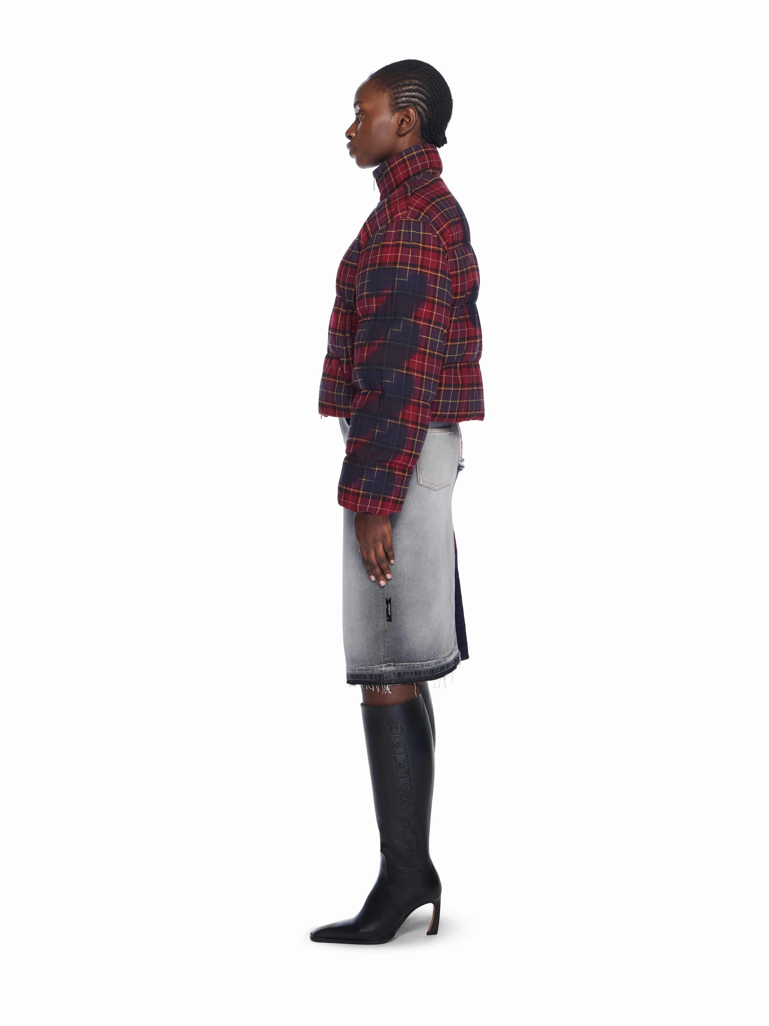 Arrow Spray Check Puffer Jacket OFF WHITE Arrow Spray Check Puffer Jacket BORDEAUX/PURPLE-BLUE IRIS OWEJ007F25FAB001