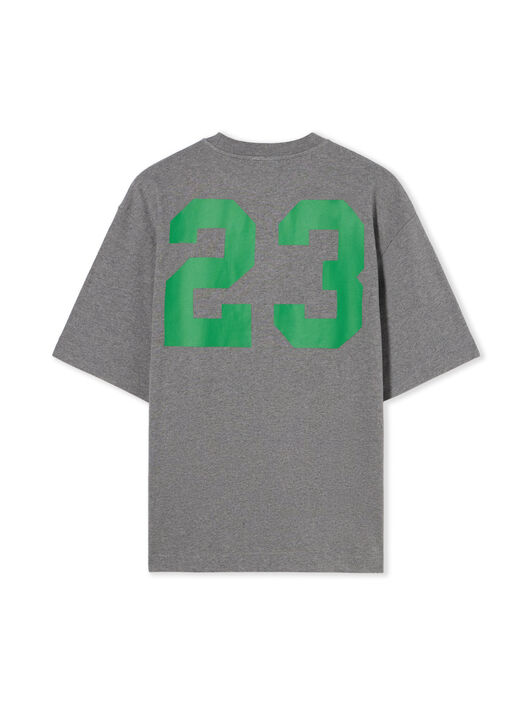 OFF WHITE 23 Varsity Skate T-Shirt MELANGE GREY  COLLEGE GREEN OMAA120S24JER011