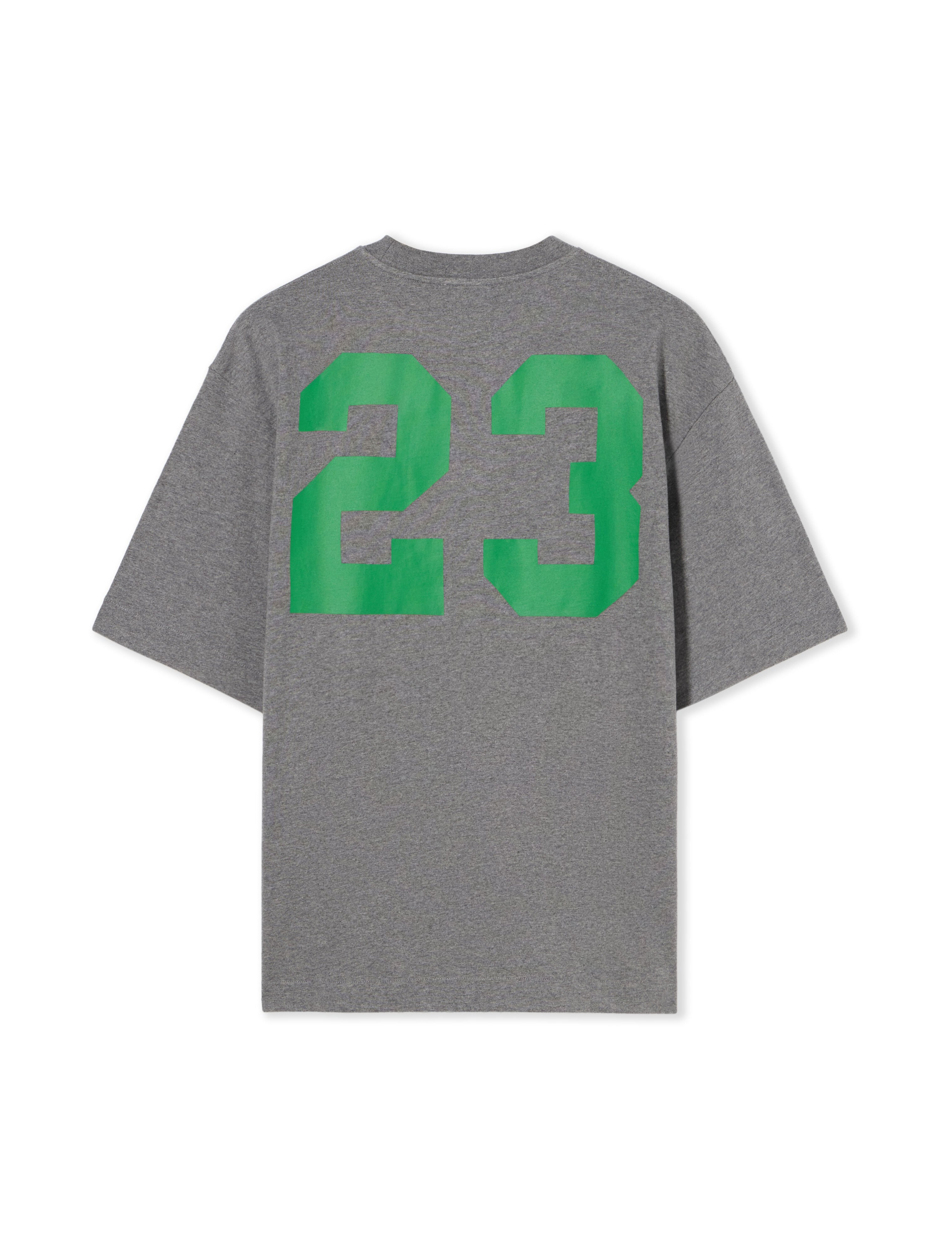 OFF WHITE 23 Varsity Skate T-Shirt MELANGE GREY  COLLEGE GREEN OMAA120S24JER011