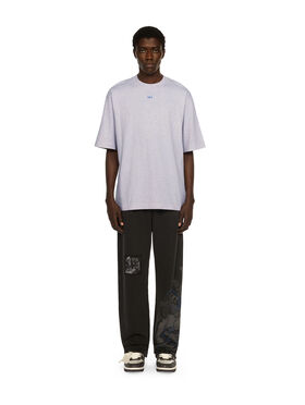 OFF WHITE Stencil Arrow Skate Logo T-Shirt GREY MELANGE - NAUTICAL BLUE OMAA120F25JER00D