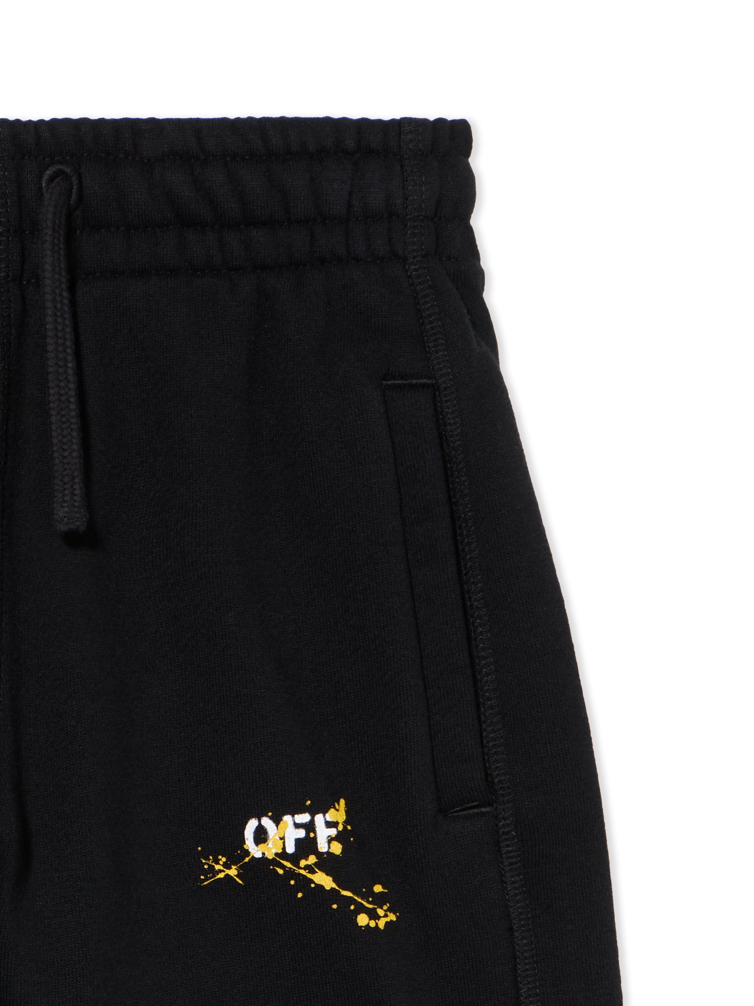 OFF WHITE Diag Splat Sweatshorts BLACK - YELLOW OBCI001F25FLE002