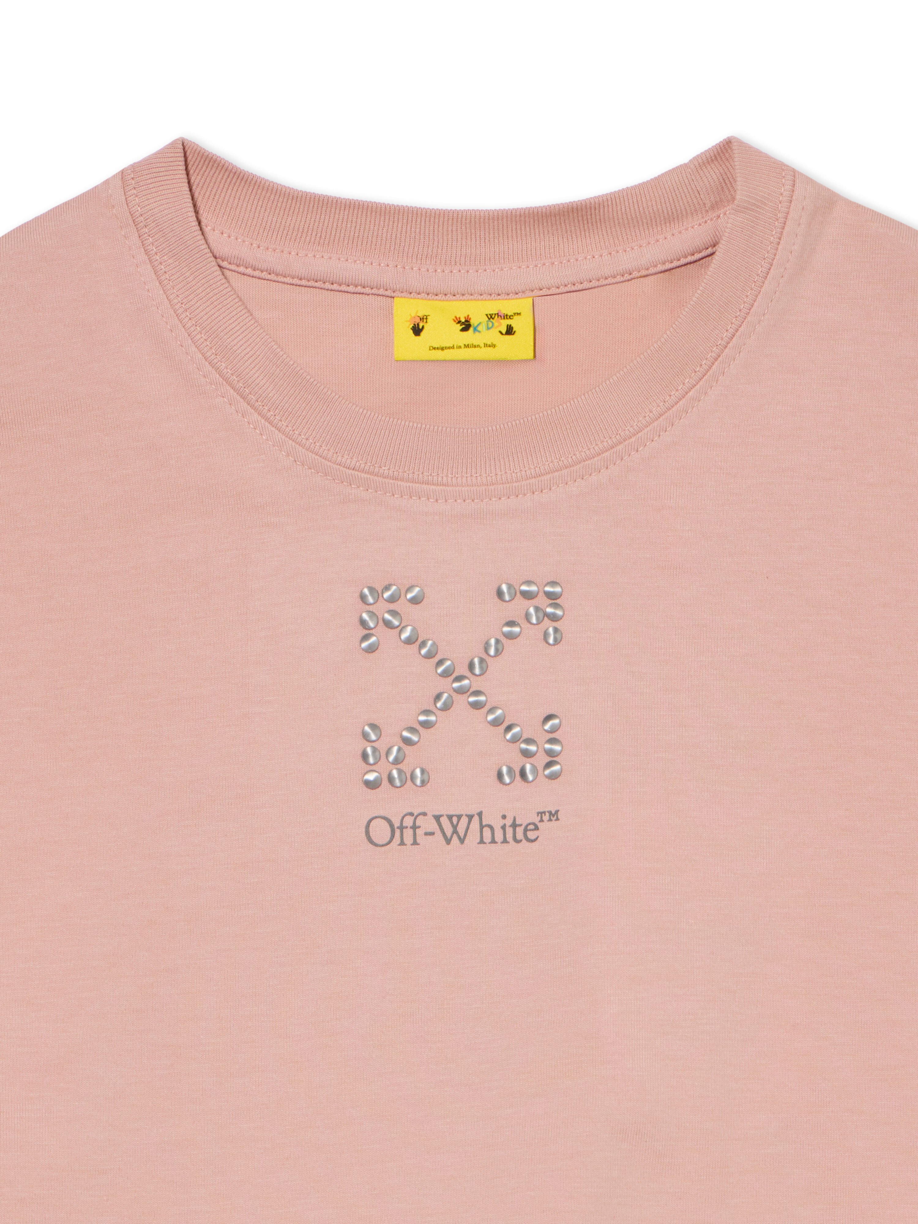 OFF WHITE Arrow Studs Boxy T-Shirt ROSE PINK - DARK GREY OGAA019F25JER002
