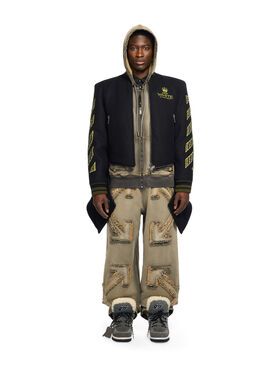 OFF WHITE Off Eagle Twill Wo Varsity Coat BLACK - POISON GREEN OMEK007W25FAB002