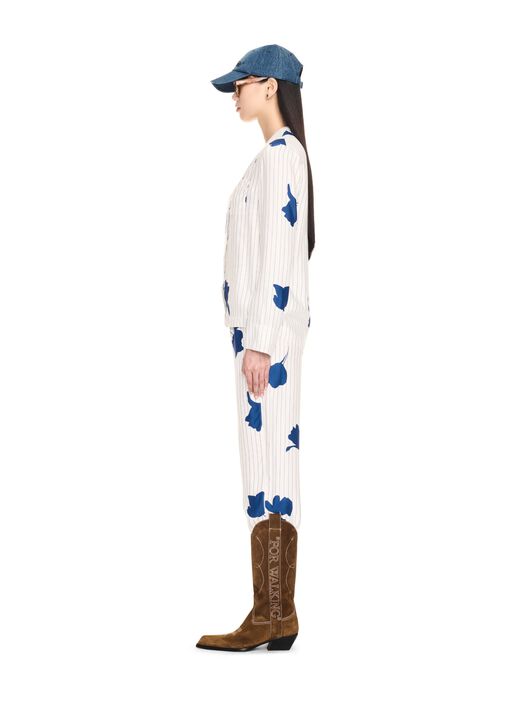 LangäRmeliges Pajama-Hemd Mit Streifen Und Blumen OFF WHITE LangäRmeliges Pajama-Hemd Mit Streifen Und Blumen WEISS OWGE016F24FAB001