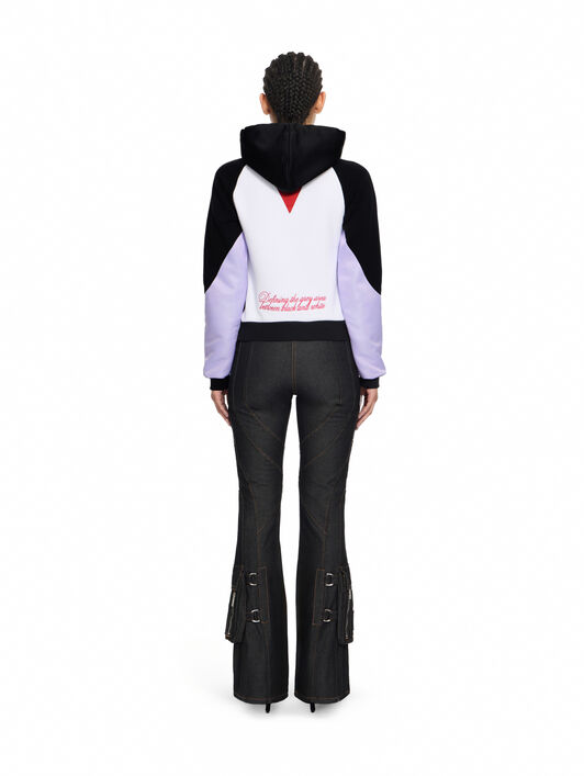 OFF WHITE Double Eagle Col Block Hoodie Black Barbados Cherry 29E00291T