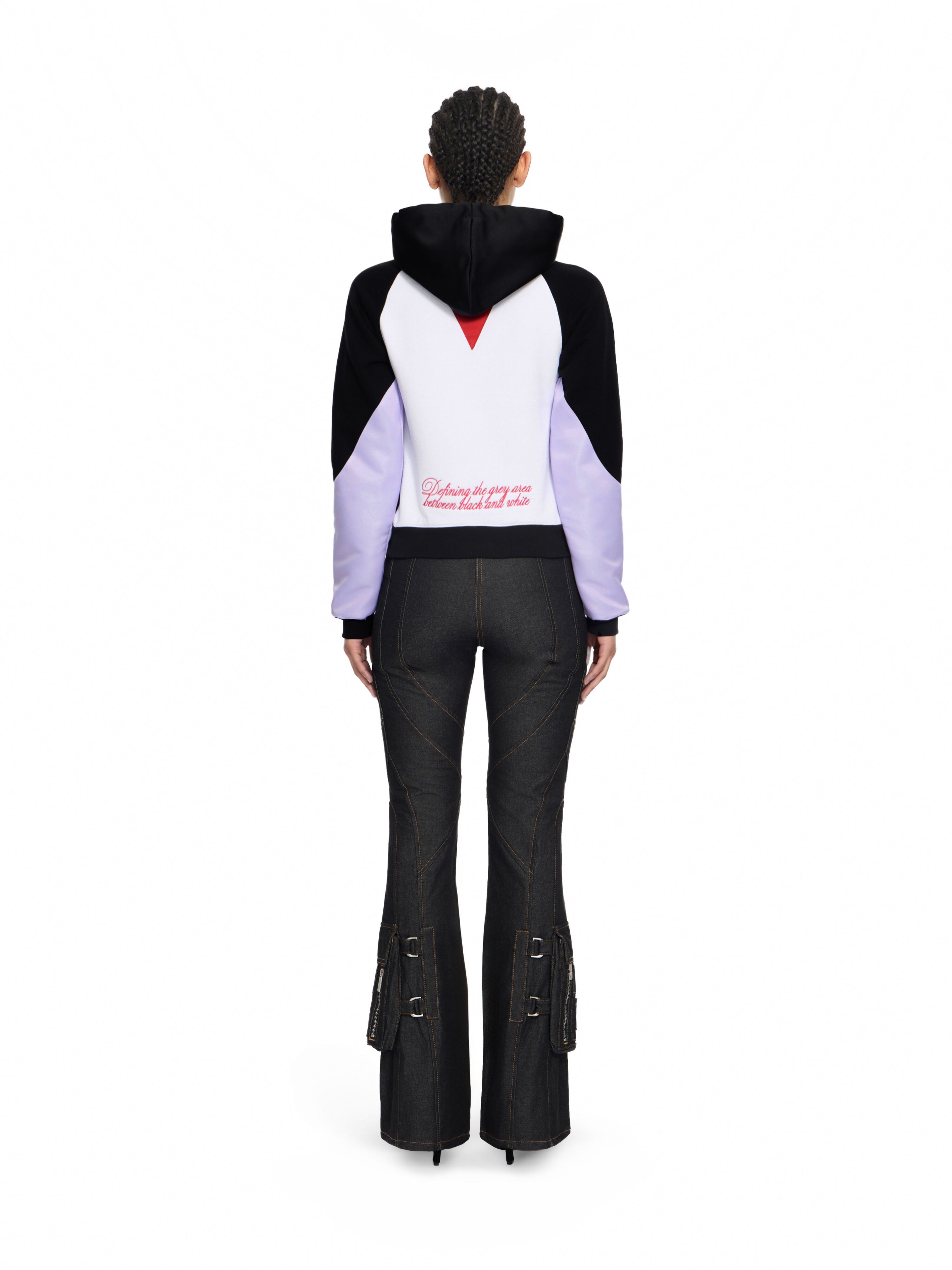 OFF WHITE Double Eagle Col Block Hoodie Black Barbados Cherry 29E00291T