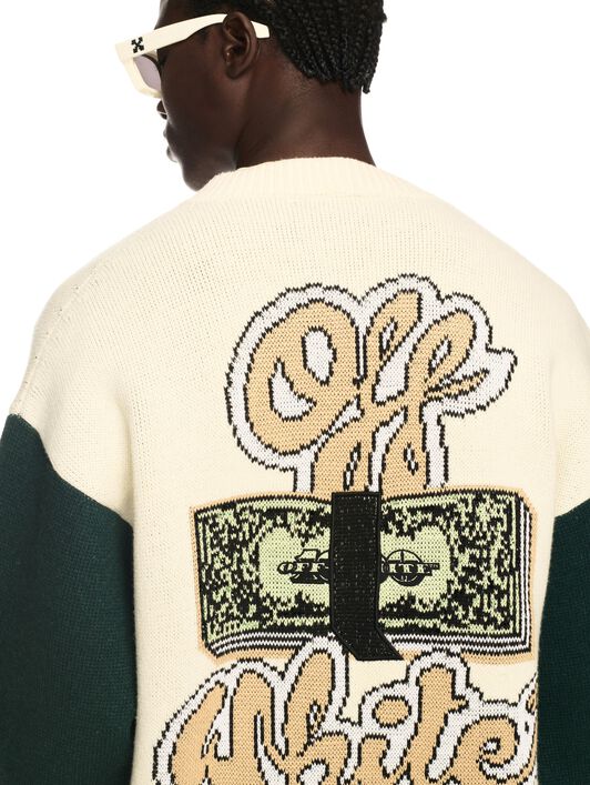OFF WHITE CRYSTAL CASH COLLEGE-CARDIGAN NEUTRAL OMHB019S25KNI003