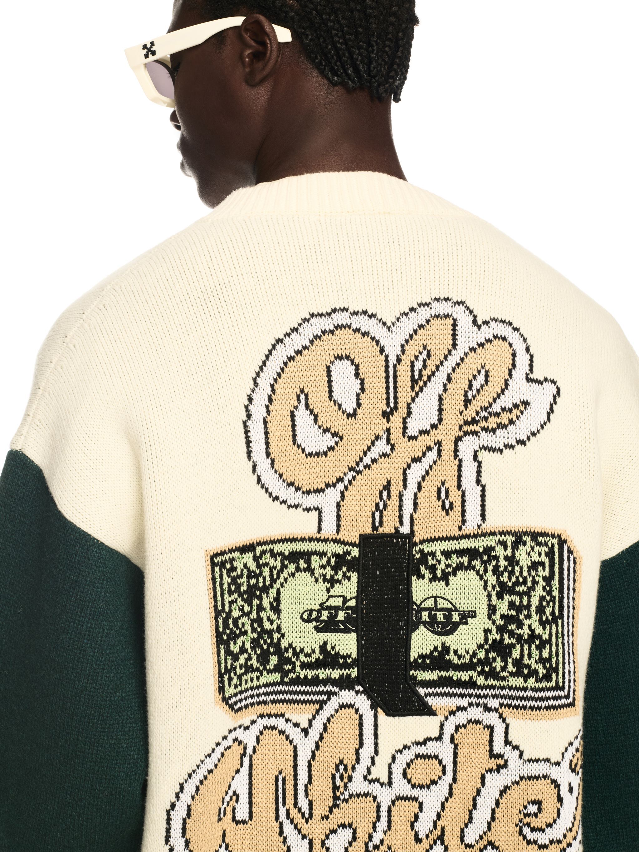 OFF WHITE CRYSTAL CASH COLLEGE-CARDIGAN NEUTRAL OMHB019S25KNI003