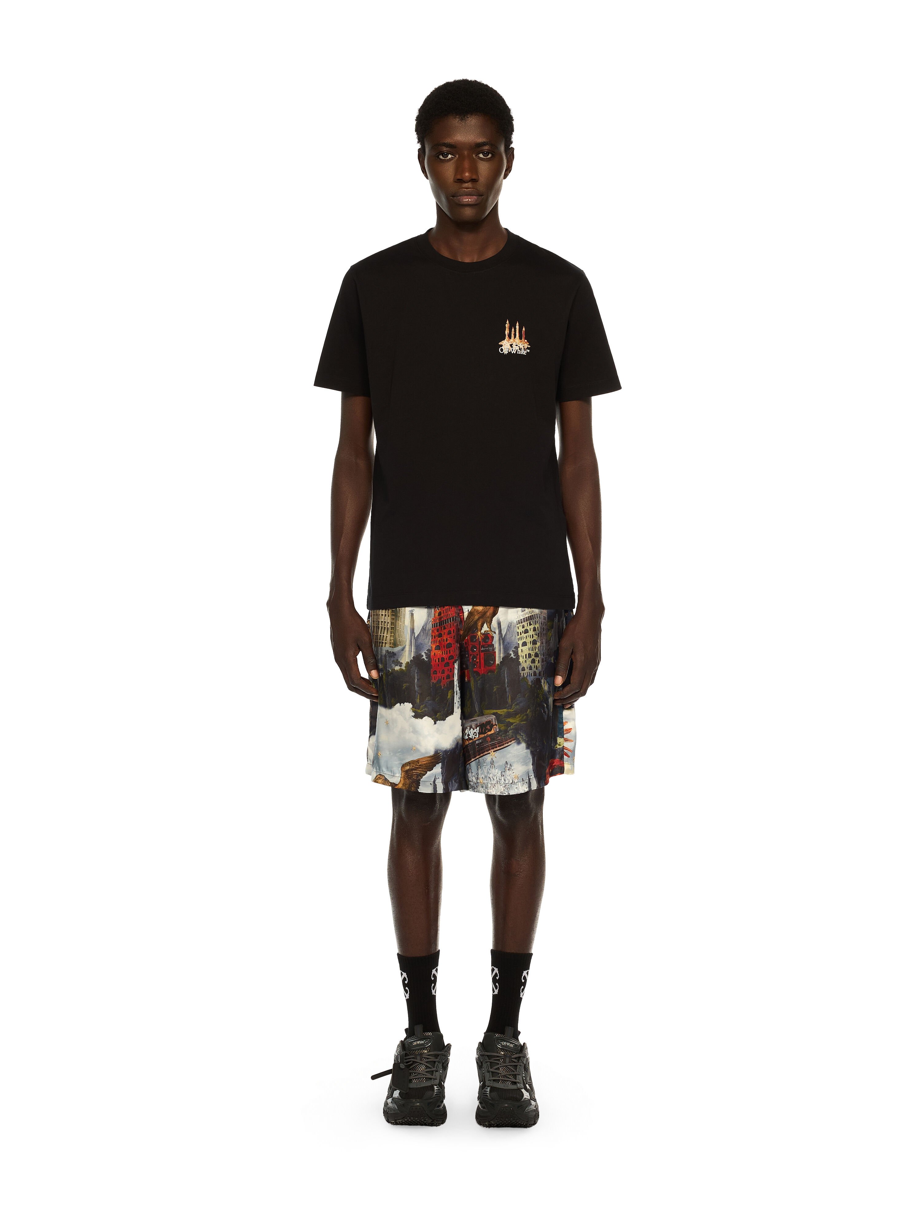 OFF WHITE Building Arrow Slim Logo Tee BLACK - WHITE OMAA027F25JER002