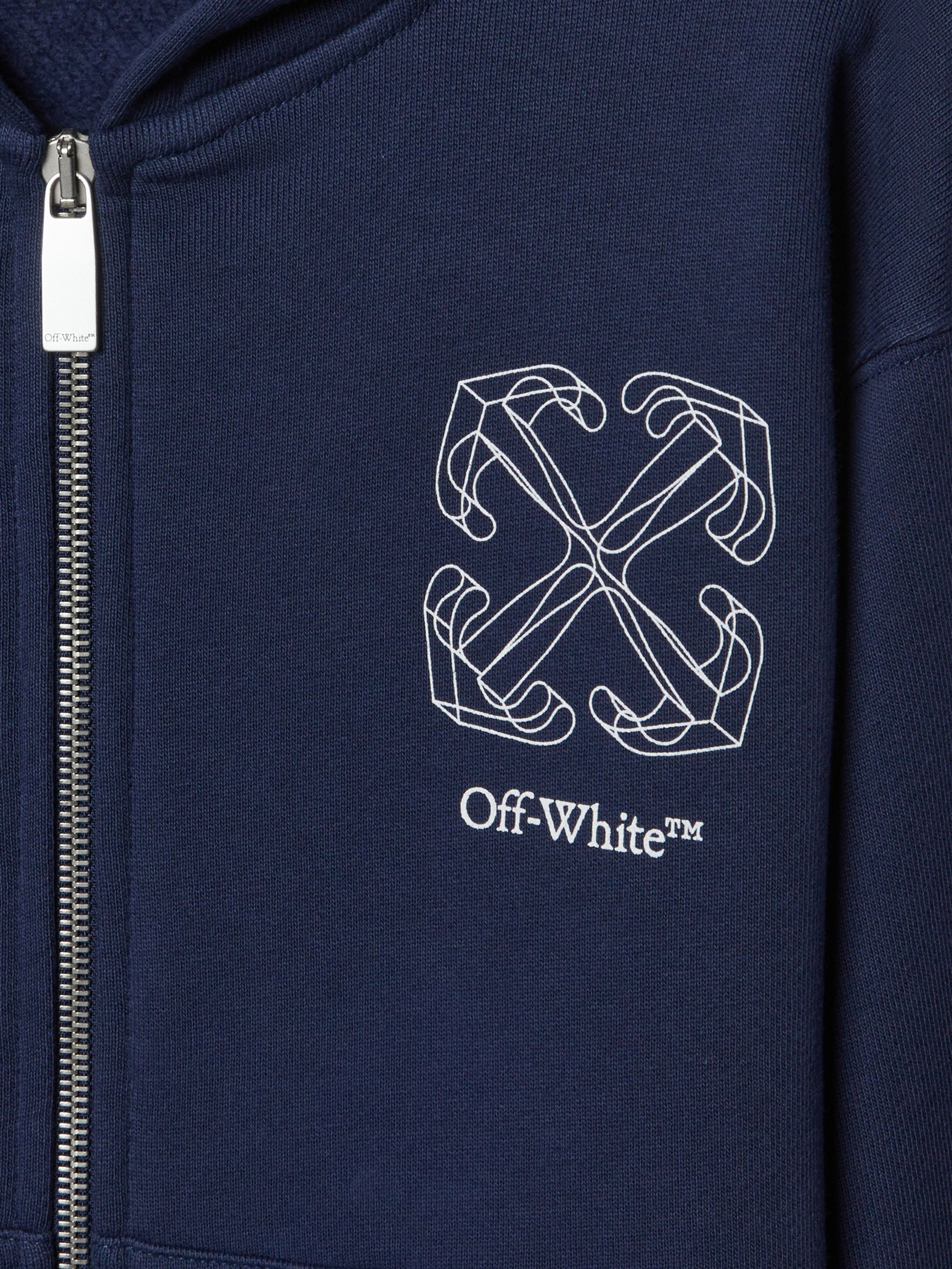 OFF WHITE dunkelblauer hoodie mit 3d-pfeil und reißverschluss BLAU OBBE001F24FLE004