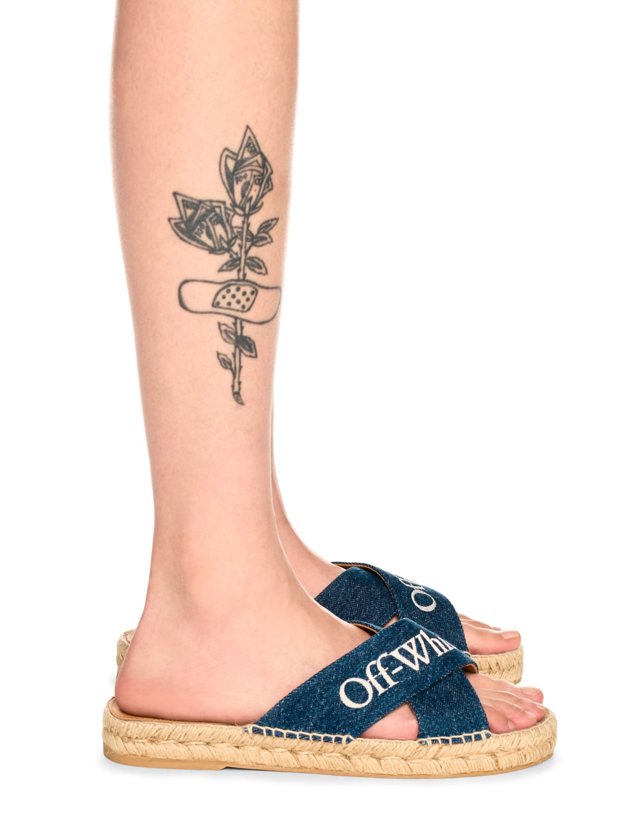 OFF WHITE Criss Cross Denim Espadrilles Vintage Bl BLUE OWIB016S25DEN001