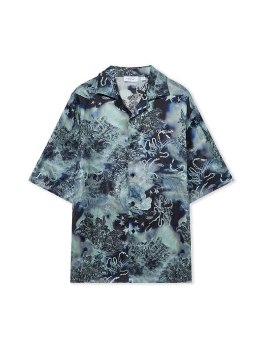 OFF WHITE Land&Sky Bowling Shirt MULTICOLOR BLUE 44XGG01FS26F00B